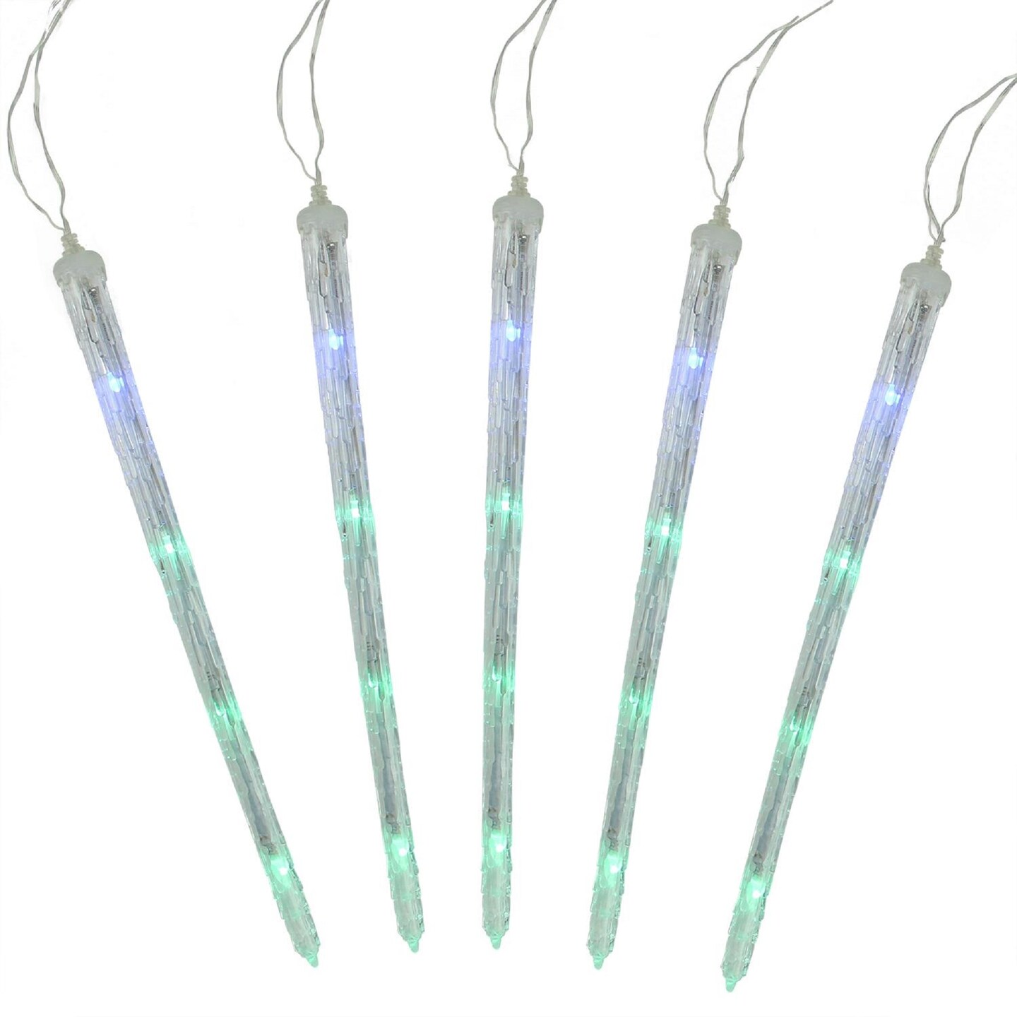 Northlight Set of 5 Color Changing Cascading Icicle Christmas Light Tubes - 13 ft Clear Wire