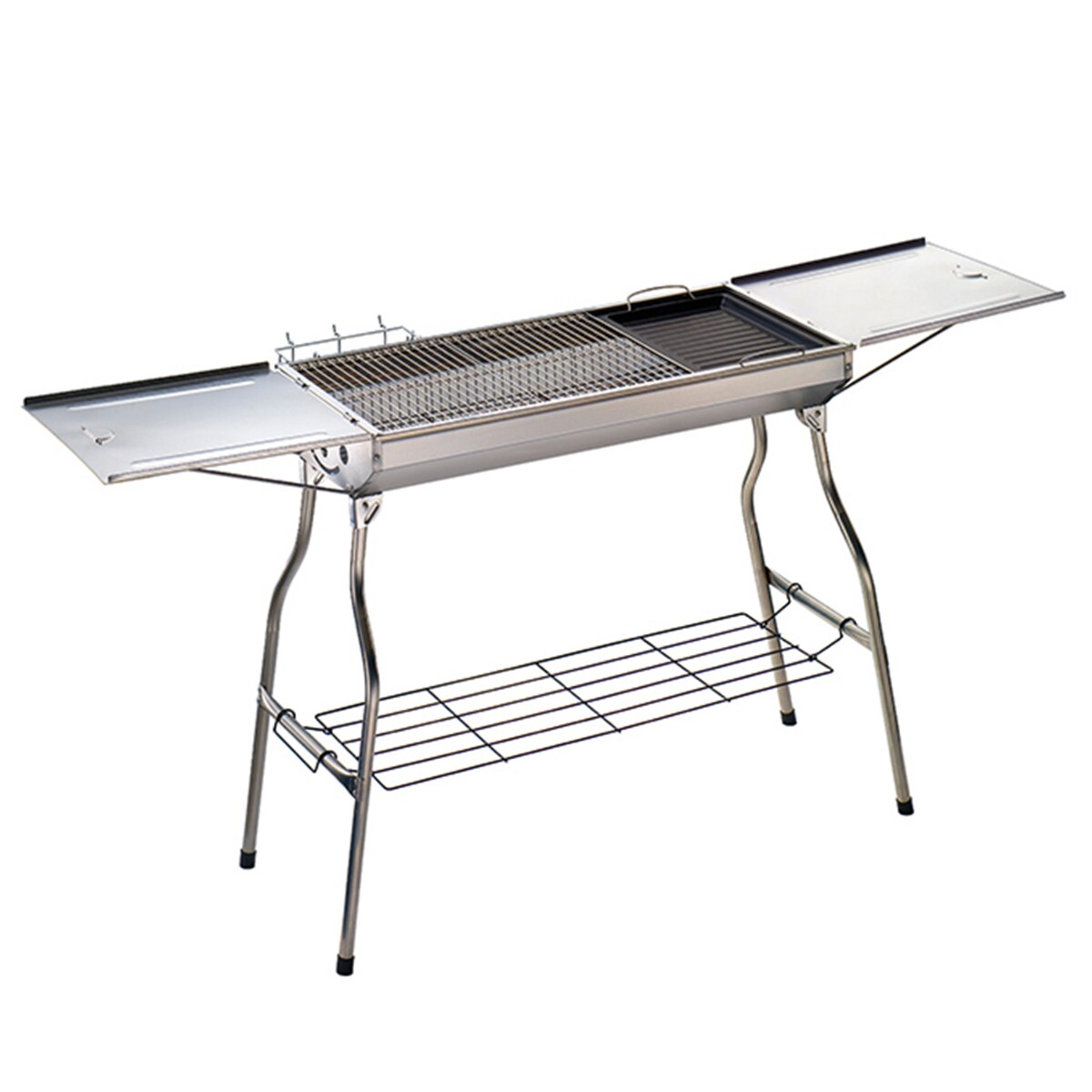 Contemporary Home Living 28.75" Silver Portable Outdoor Charcoal BBQ Grill with Side Shelf