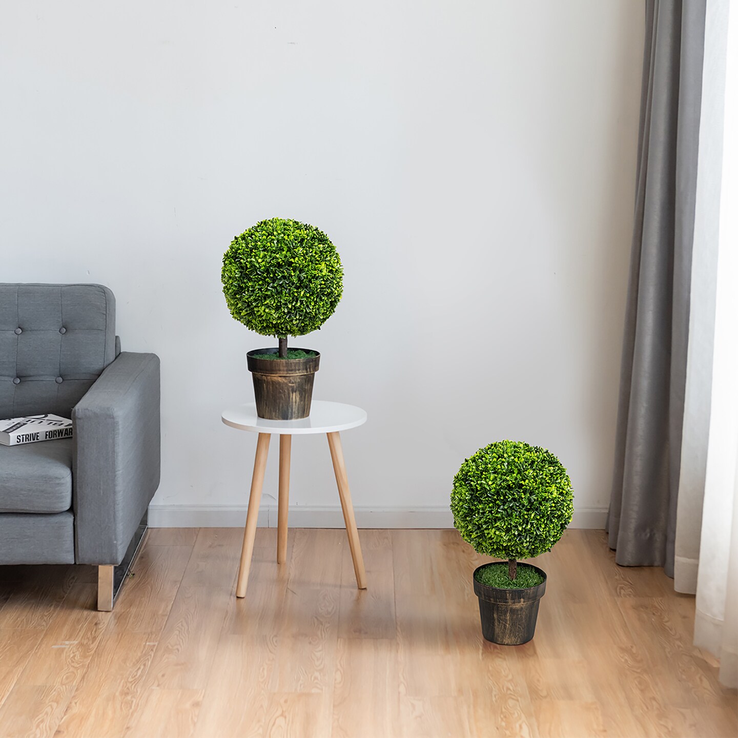 2PCS 22&#x22; Round Artificial Boxwood Topiary Tree Home Office Outdoor Decorations