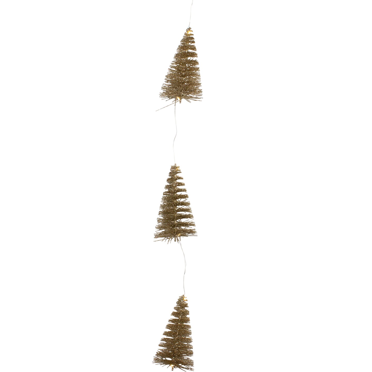 Northlight LED Lighted Battery Operated Gold Mini Sisal Tree Christmas Garland - 6.5&#x27; - Warm White Lights