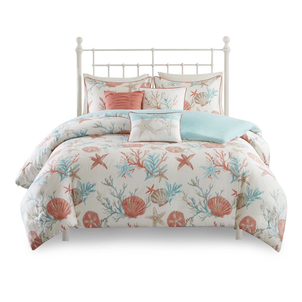 Gracie Mills Koreen 6-Piece Coastal Escape Cotton Sateen Bedding Ensemble Grace-3111