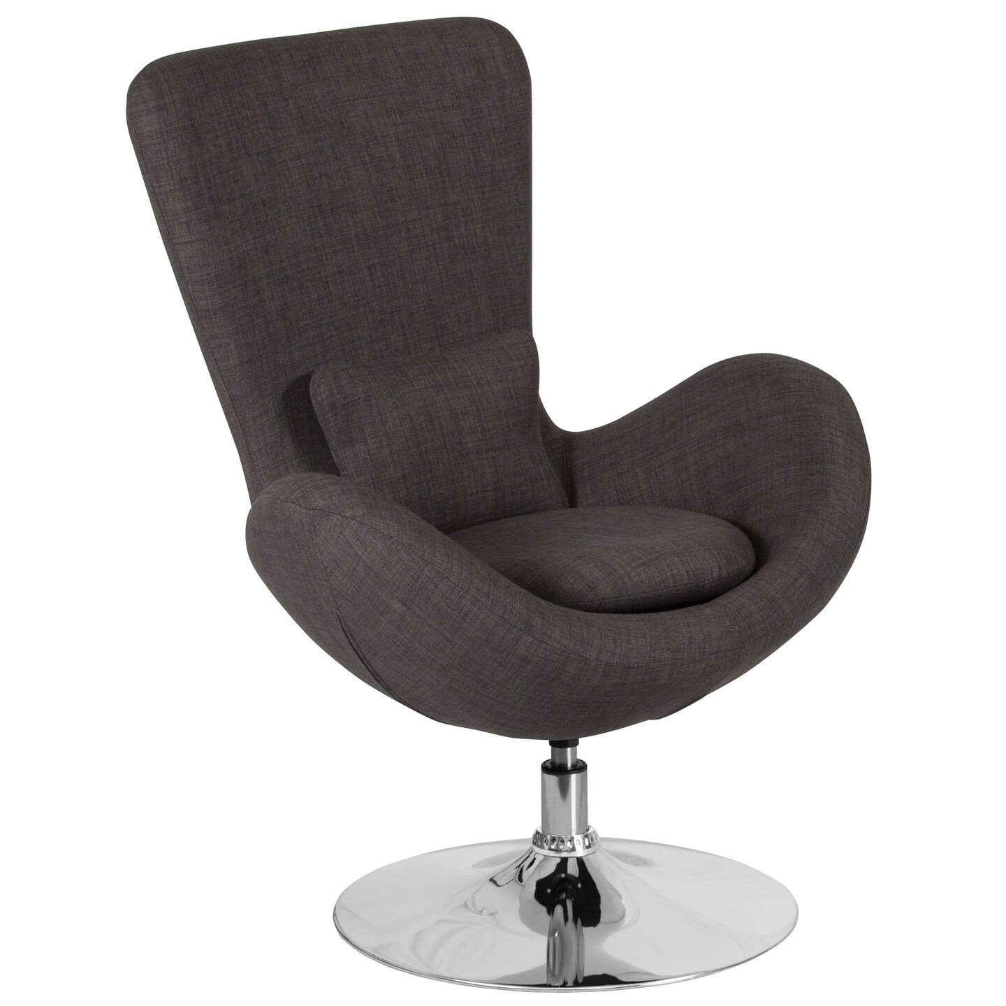 Merrick Lane Soro High-Back Egg Style Lounge Chair With 360° Swivel Metal Base