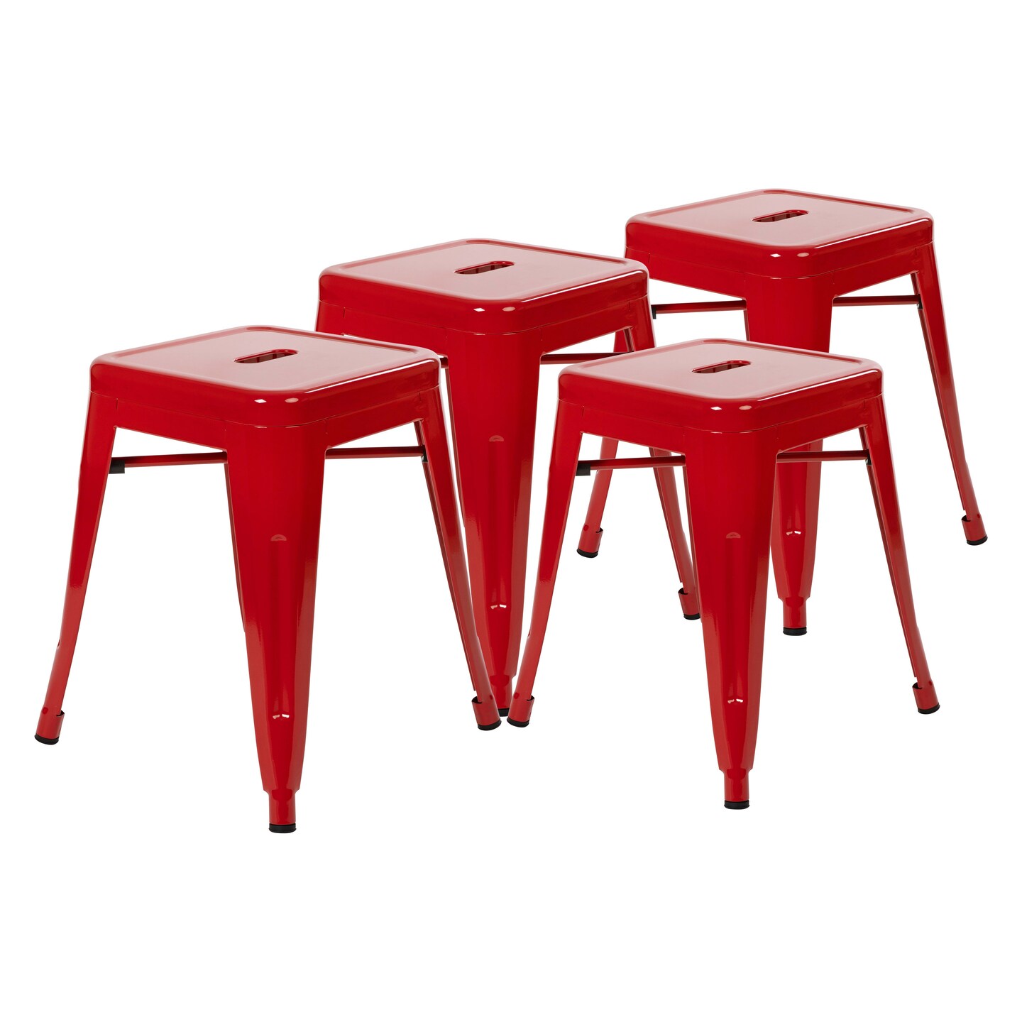 Merrick Lane Set of 4 Sloane 18" High Backless Stacking Dining Stools with Durable Metal Frame