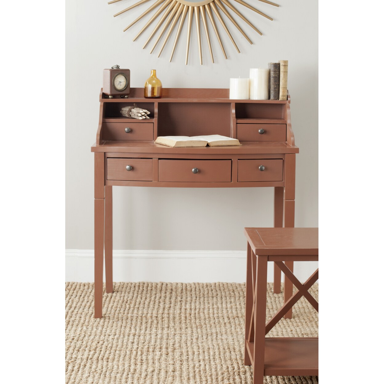 Safavieh   Landon 5-Drawer Writing Desk Henna Brown