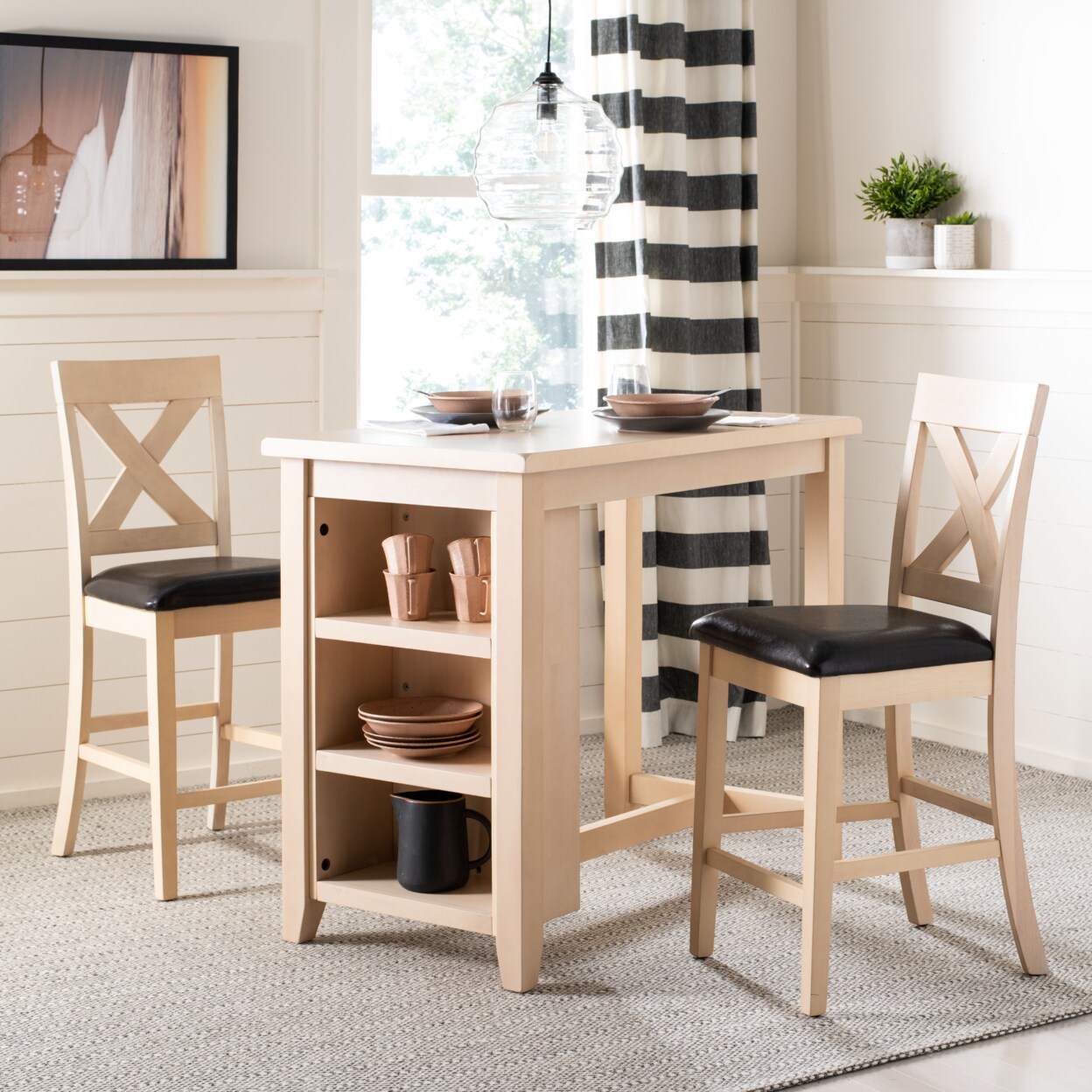 Safavieh   Everest 3-Piece Pub Set White Washed