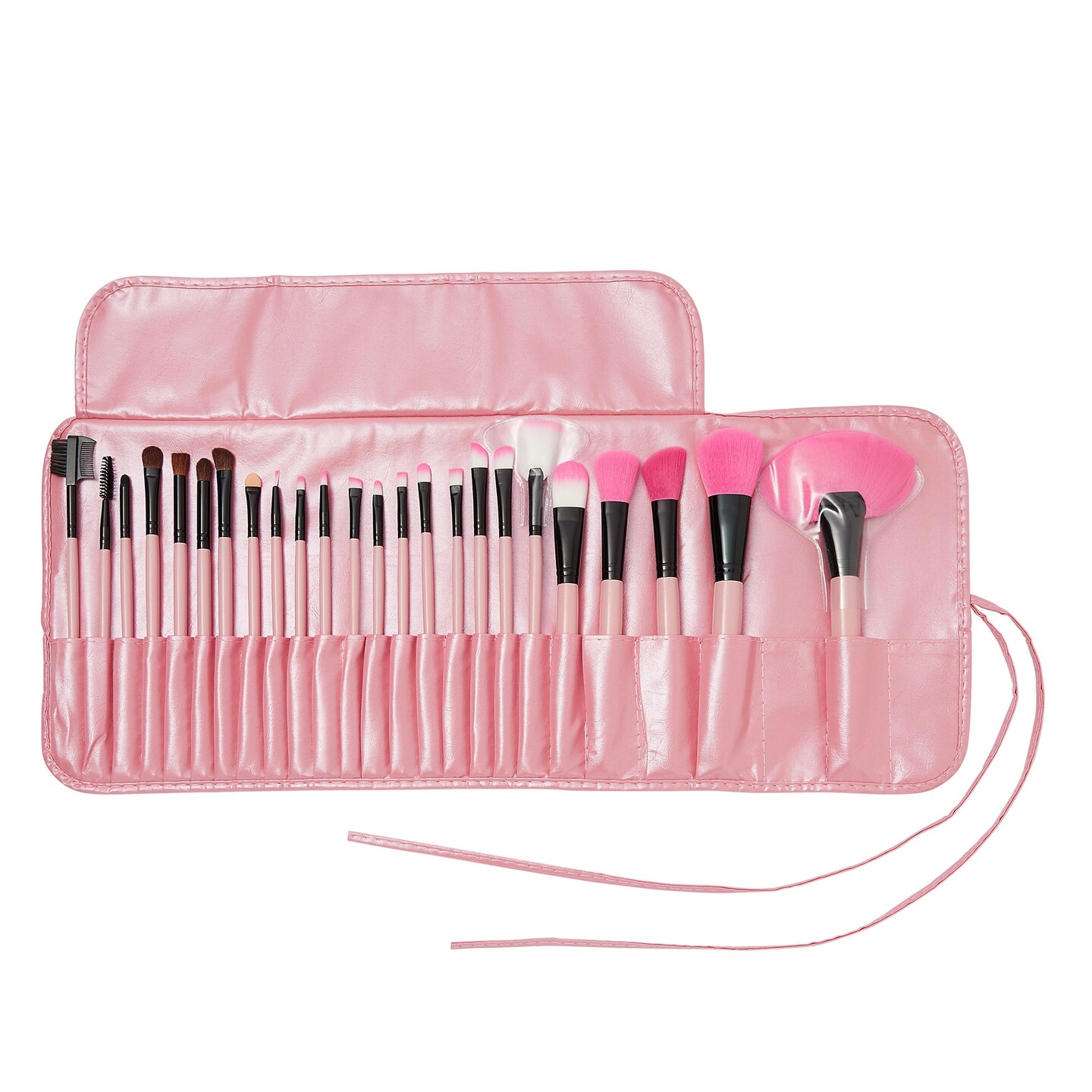 24 Pcs Hot Pink Makeup Brushes Set, Professional Brush Kit for Powder Foundation, Eyeshadow, Eyeliner, Lip, with Cosmetic Pouch Bag