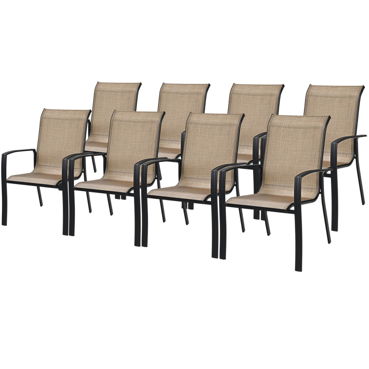 Gymax Outdoor Stackable Dining Chair Patio Armchair w/ Breathable Fabric