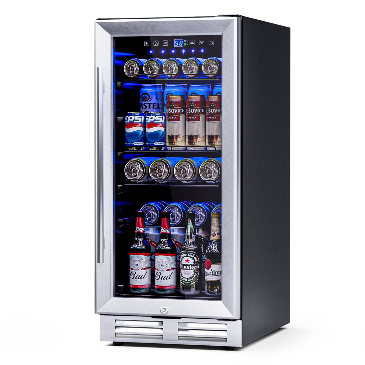 15 Inch Beverage Cooler Refrigerator 100 Can Built-In Freestanding Beverage