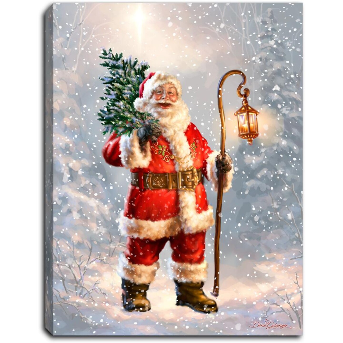 Glow Decor LED Lighted Father Christmas Tabletop Canvas Decoration - 8&#x22;
