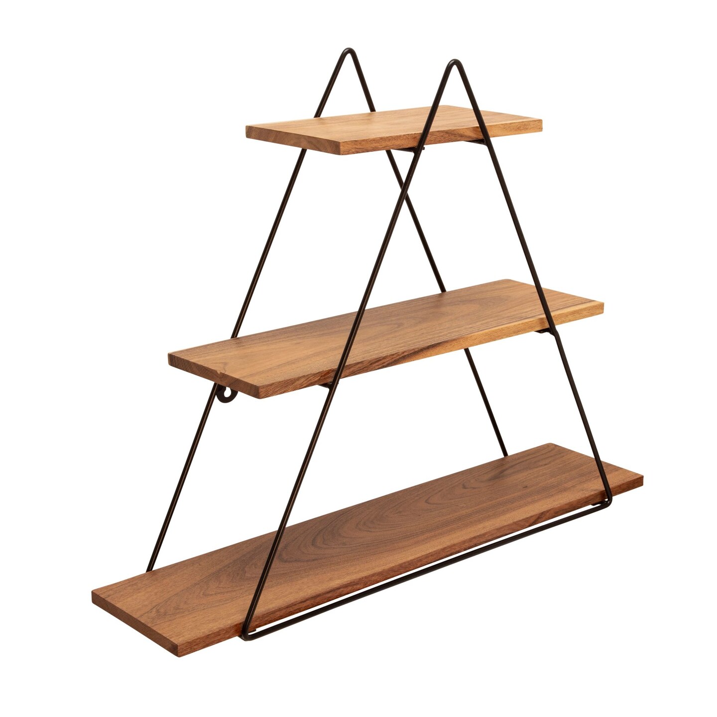 Kingston Living 25" Black and Brown Wood Triangular Wall Shelf