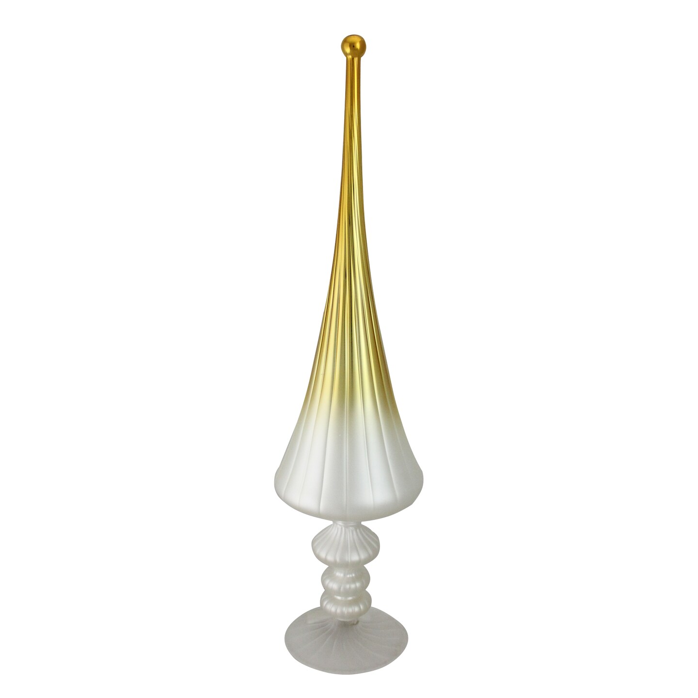 Roman 17.5" Silver and Gold Ombre Finial Glass Christmas Tabletop Decoration
