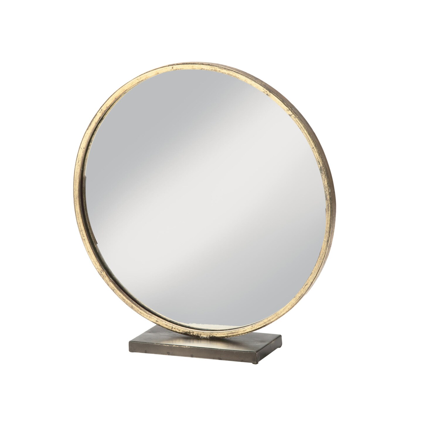 Tripar International 16.5" Gold and Clear Brushed Round Tabletop Vanity Mirror