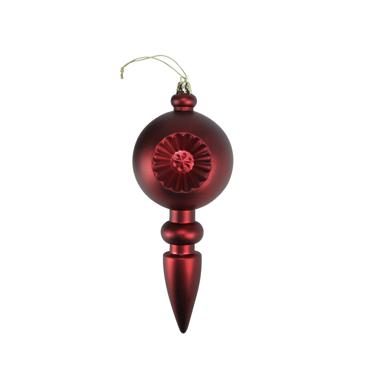 DAK 4ct Burgundy Red Retro Reflector Shatterproof Christmas Finial Ornaments 7.5&#x22;