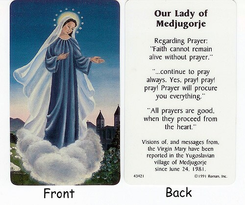 Roman Our Lady of Medjugorje Prayer Cards - Set of 50