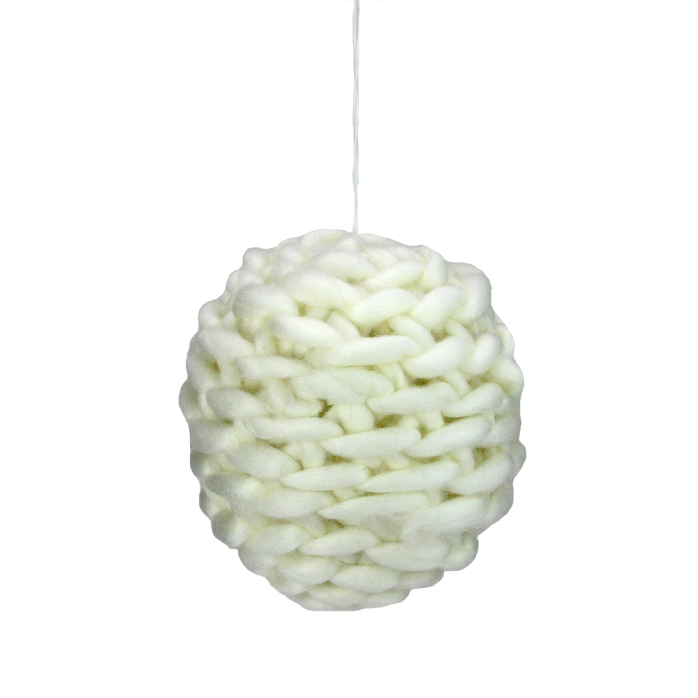Allstate Cream White Knit Hanging Shatterproof Christmas Ball Ornament 7&#x22; (175mm)
