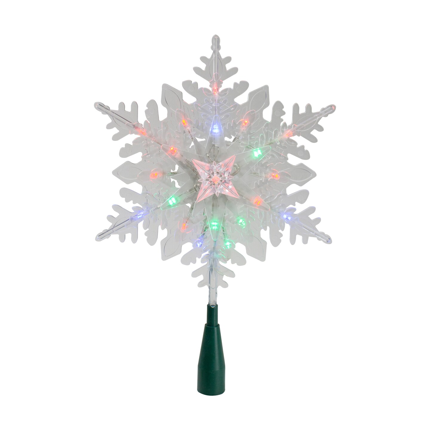 Kurt Adler 15&#x22; Lighted Three Dimensional Snowflake Christmas Tree Topper - Multi Colored Lights