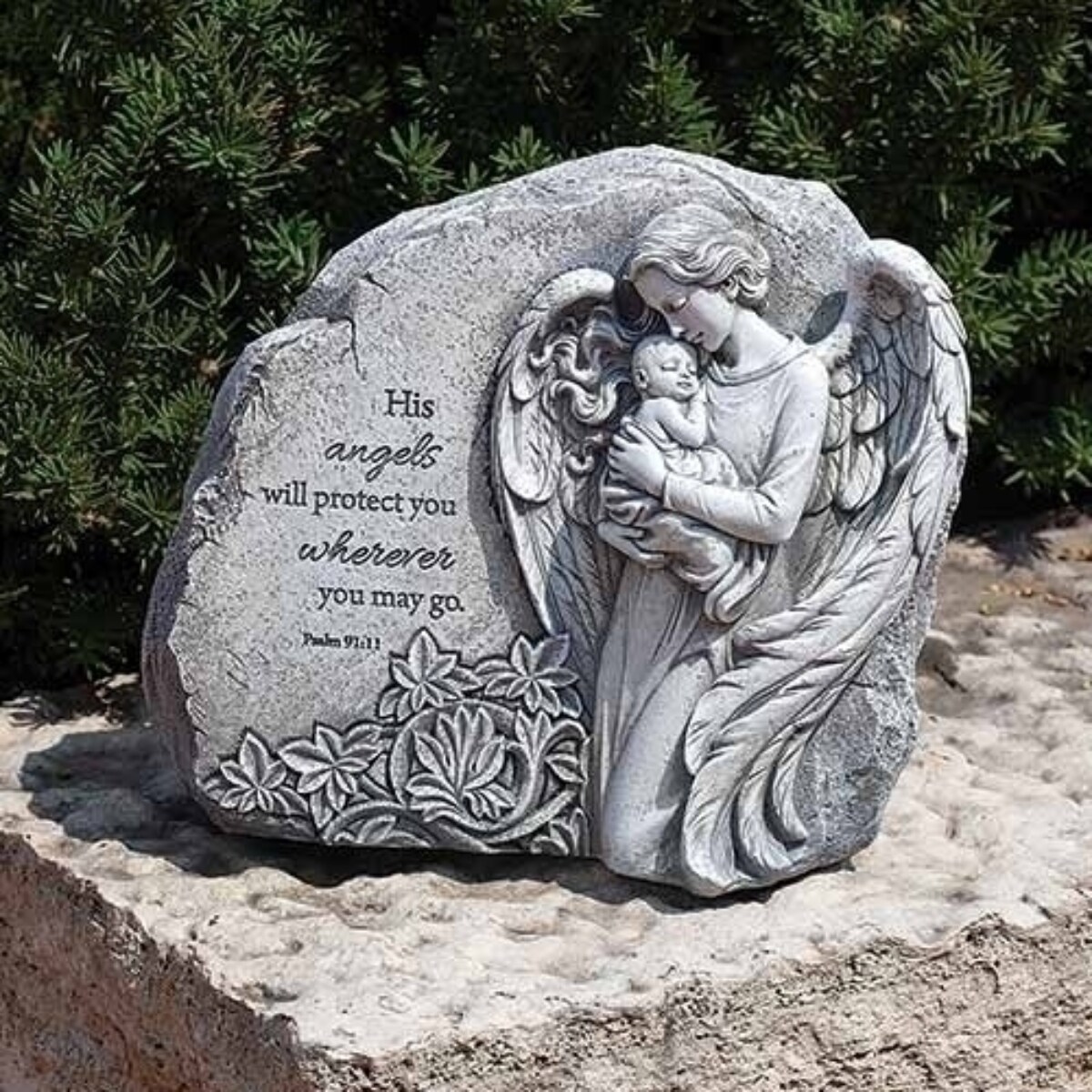 Roman 10.5&#x22; Angel with Baby Outdoor Garden Statue