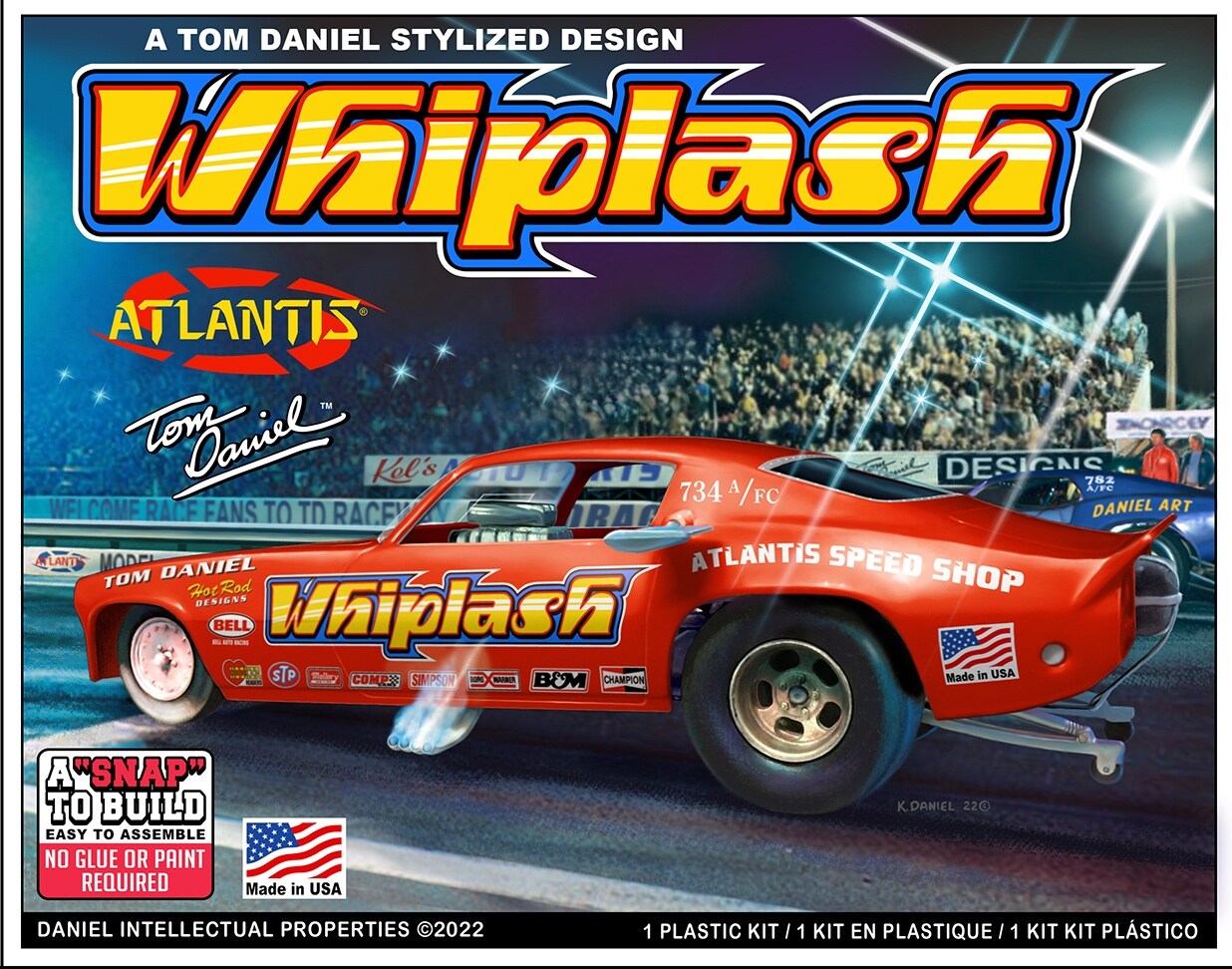 Atlantis Plastic Model Kit-Snap Tom Daniel Whiplash Funny Car