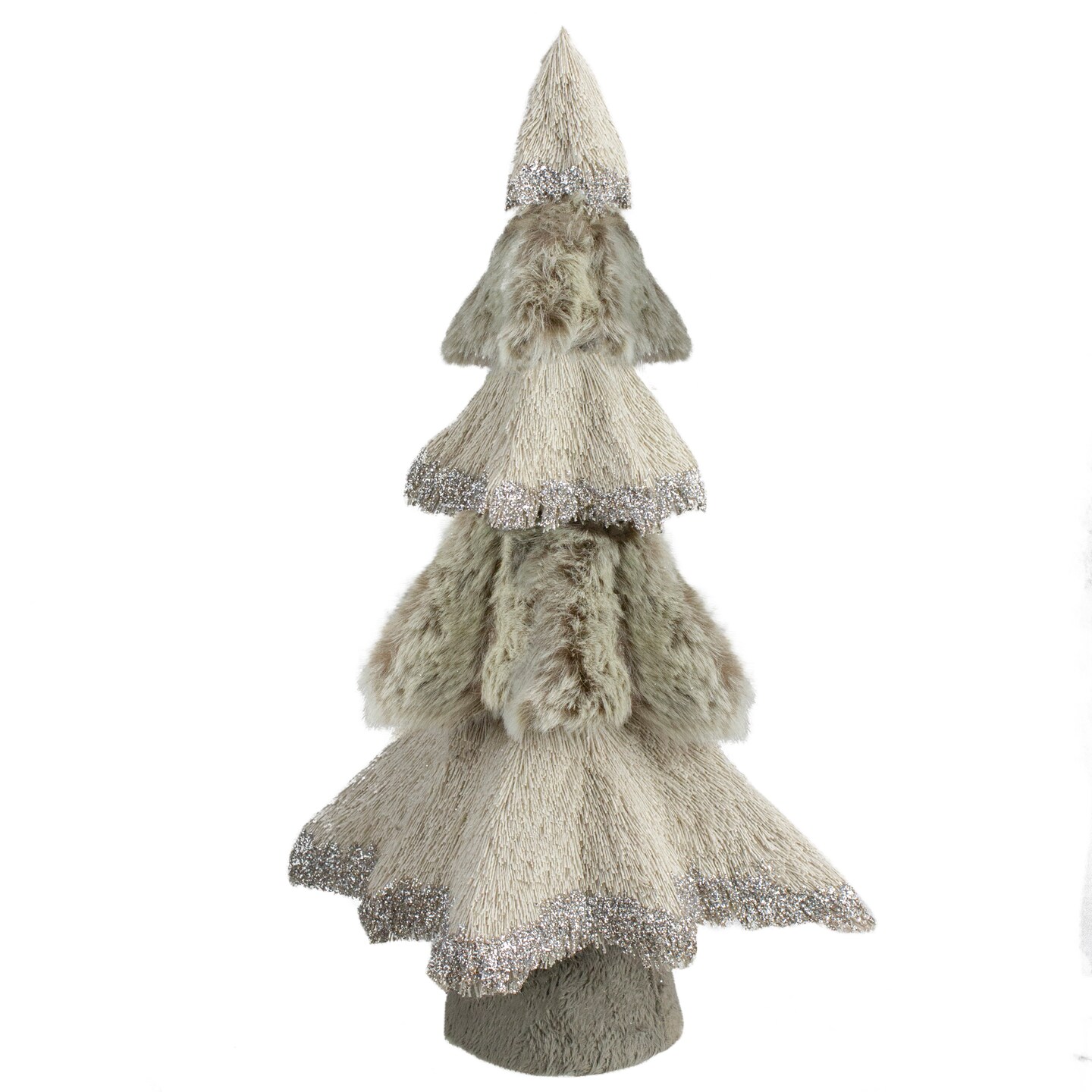 Northlight Sisal and Faux Fur Christmas Tree with Glitter - 20&#x22; - Gray
