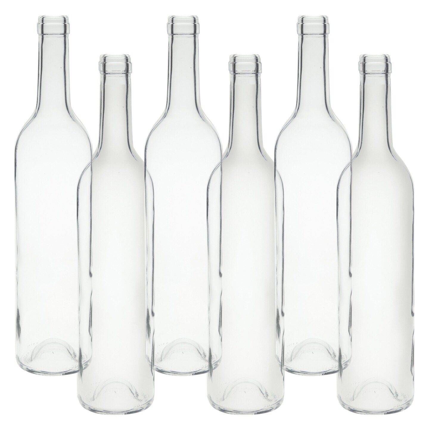 6 Pack Empty Wine Bottles for Kitchen Counter, Home Decor, Crafts, Clear Transparent Glass Bottles for Bar Accessories (750ml, 12.75 In)
