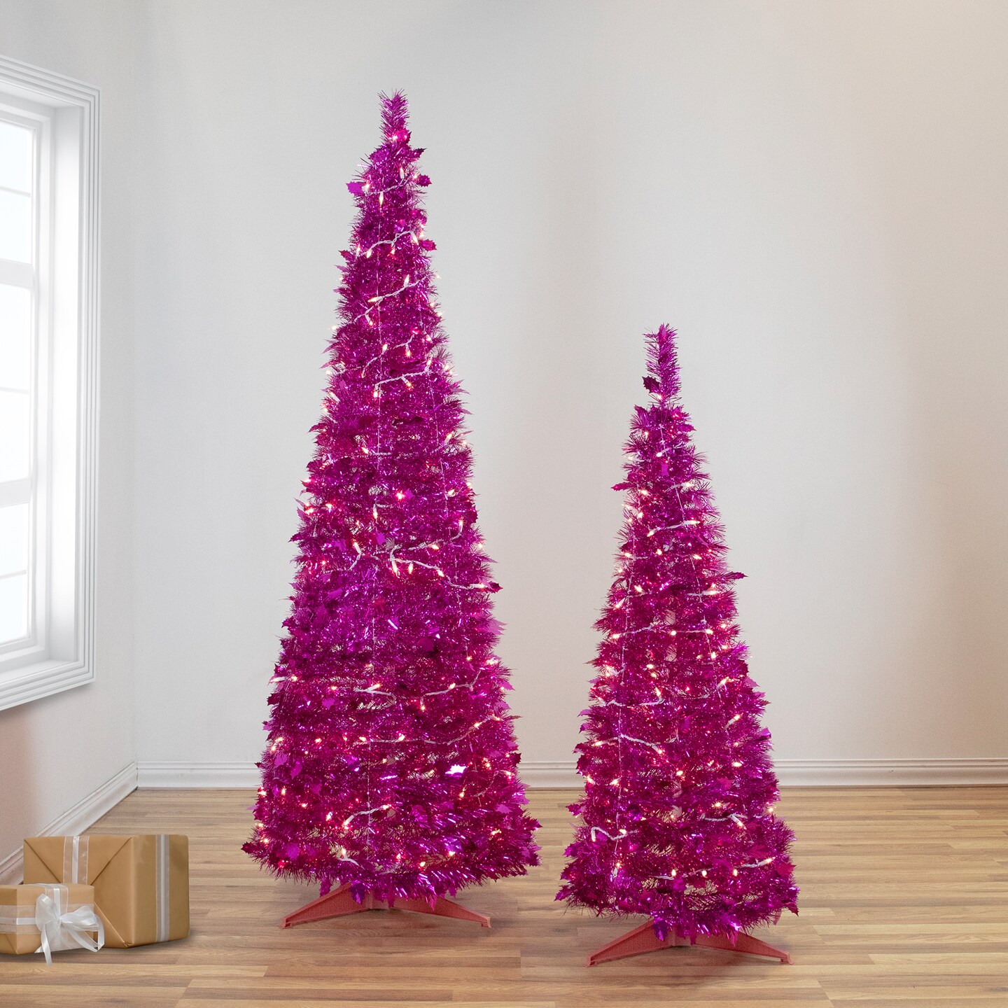 hot pink pre lit christmas tree