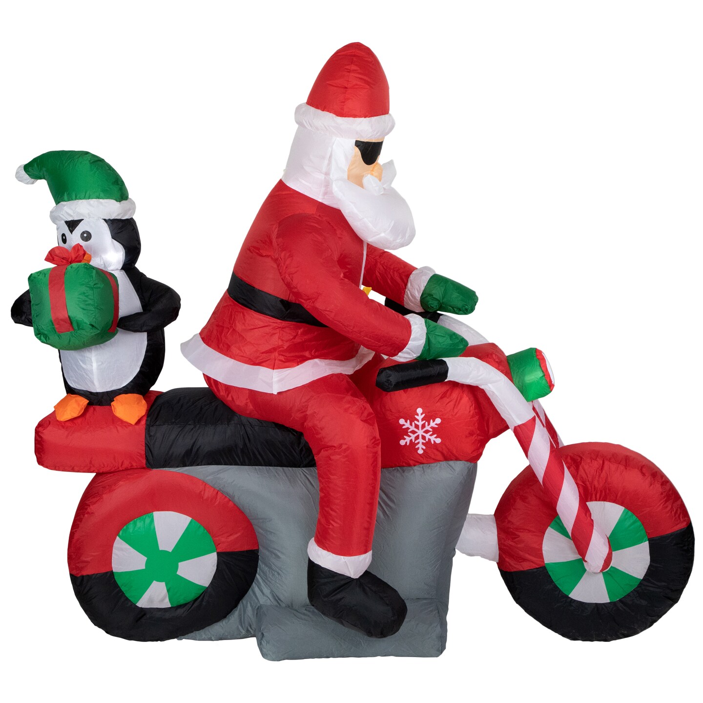 Northlight LED Lighted Santa and Penguin on Motorcycle Outdoor Christmas Inflatable - 5&#x27;