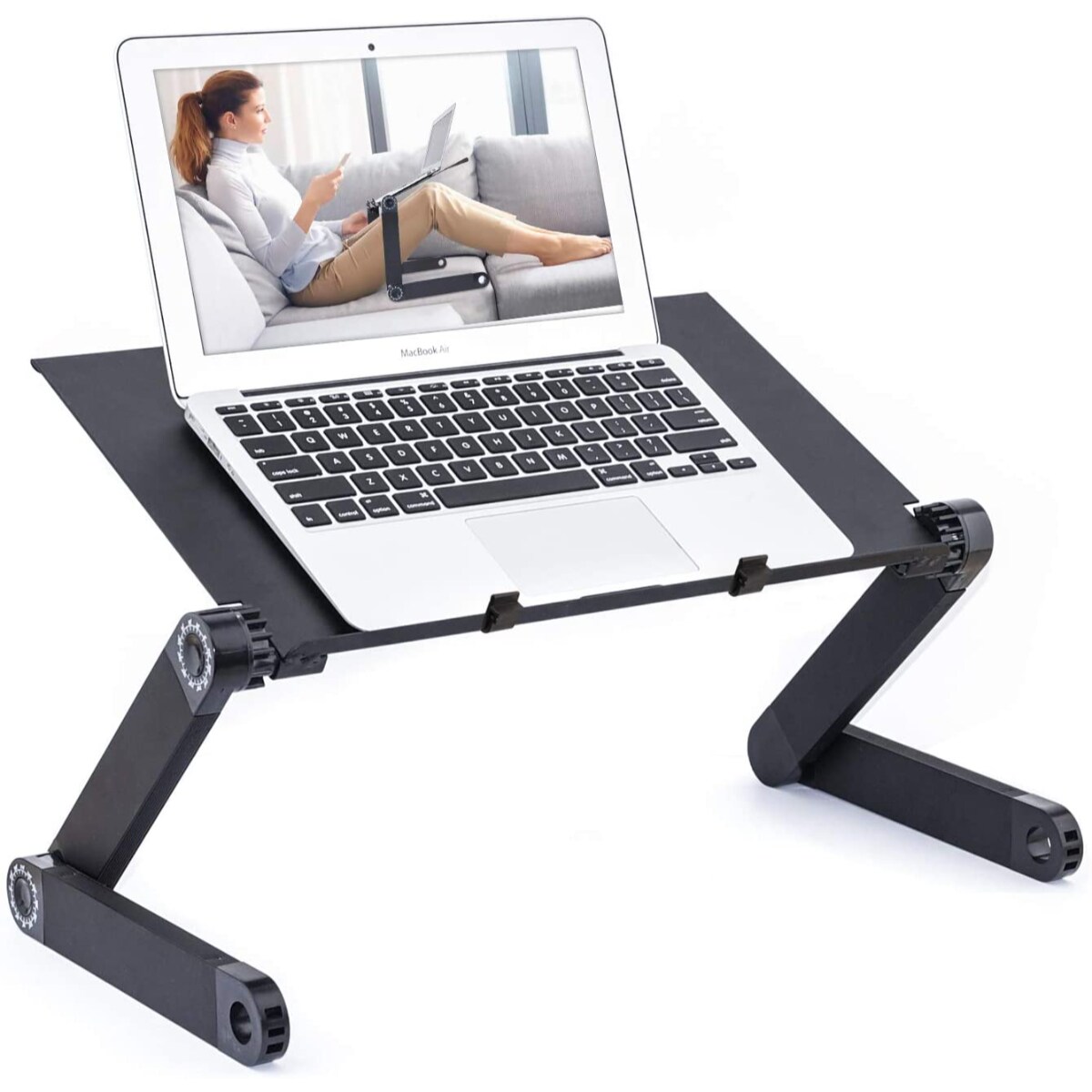 Contemporary Home Living 17.5" Black Adjustable and Foldable Portable Laptop Stand