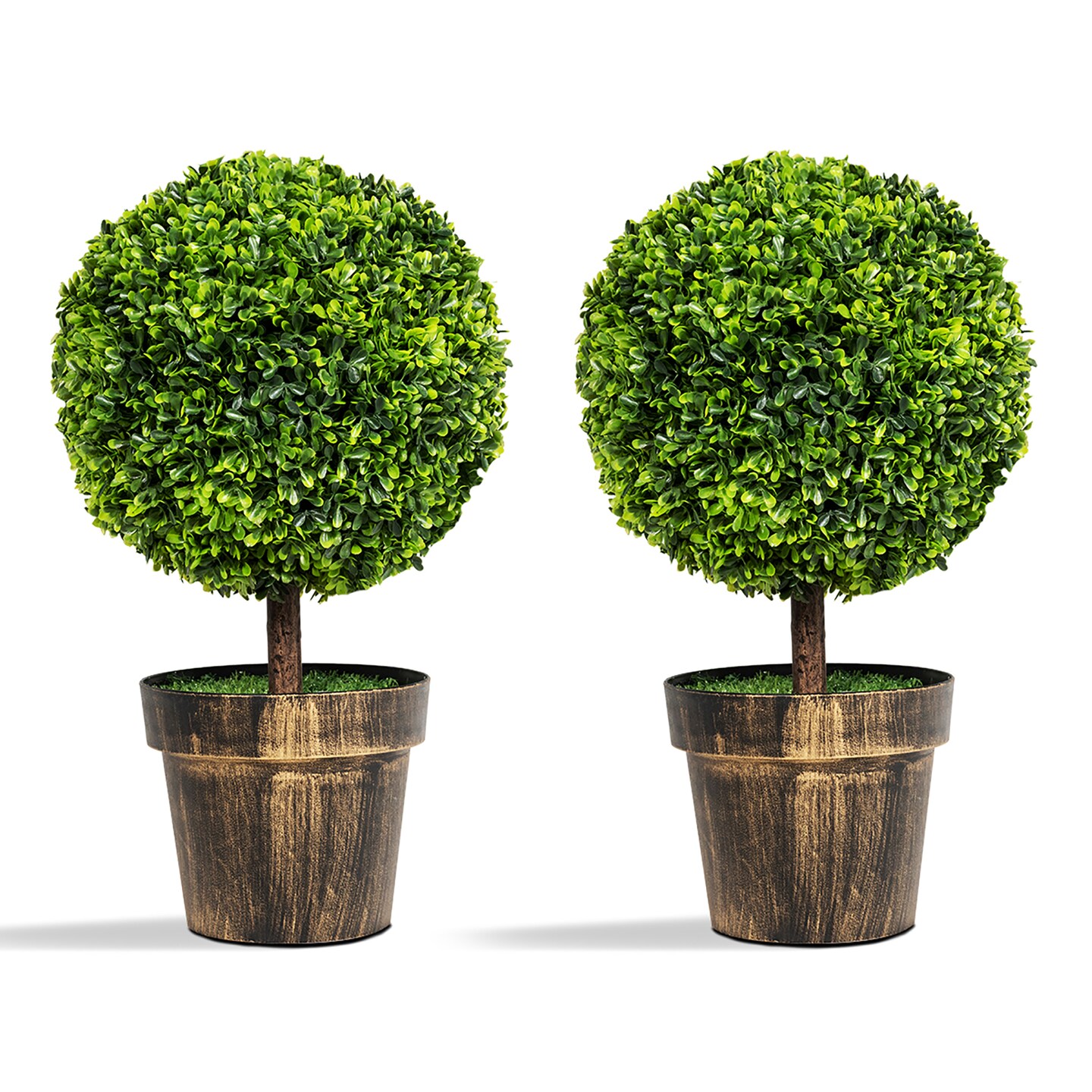 2PCS 22" Round Artificial Boxwood Topiary Tree Home Office Outdoor ...