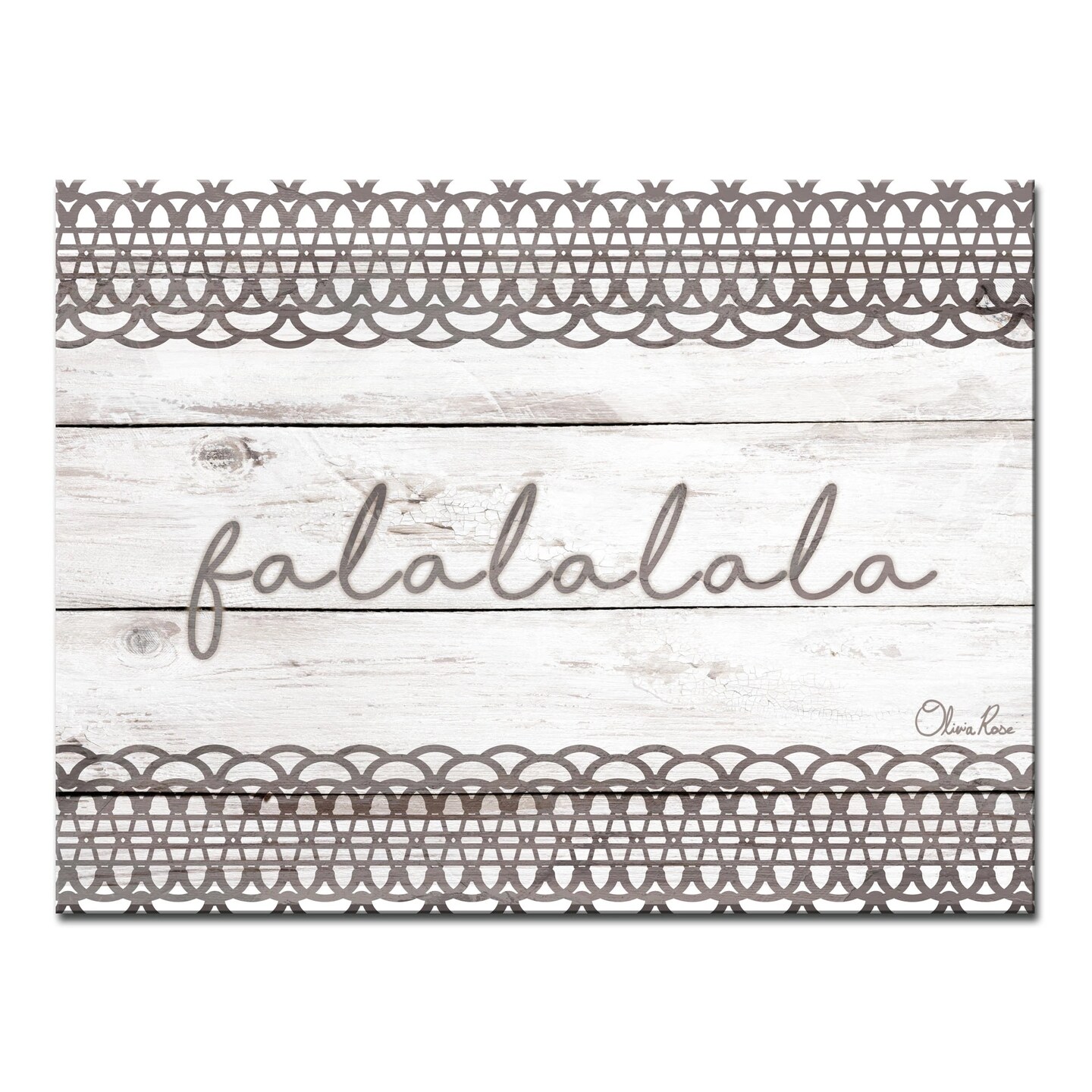 Crafted Creations White and Gray Christmas Falala Wrapped Rectangular Wall Art Decor 30&#x22; x 40&#x22;