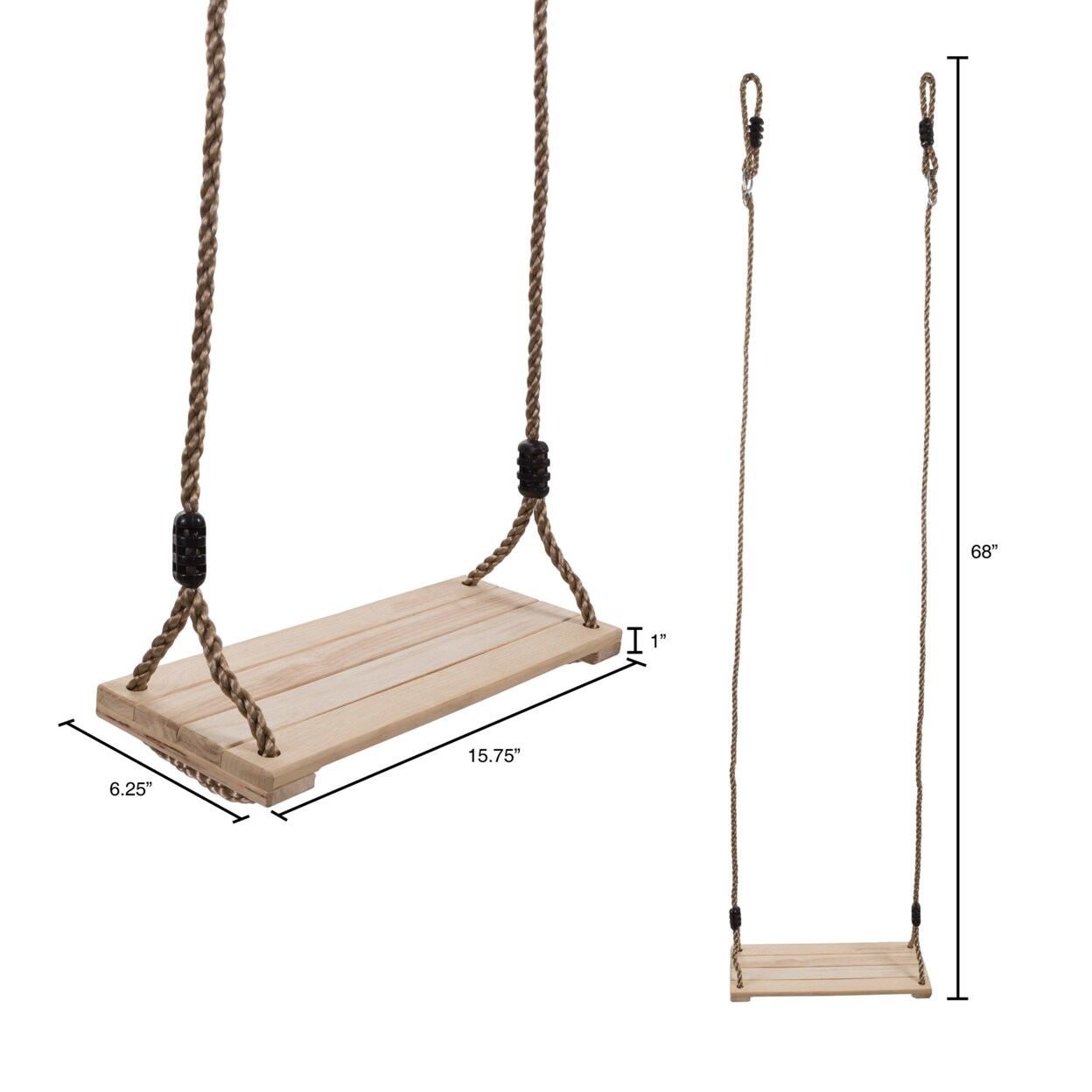 Hey! Play Wooden Tree Swing For Kids 68 Inch Ropes Outdoor Playset Toddler Swing