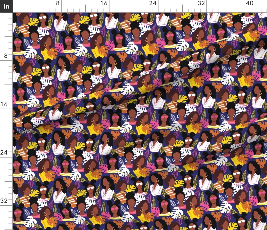 African American Black Women Woman Girl Summer Africa Custom Printed Fabric by Spoonflower Various Fabrics by the Yard or Fat Quarter