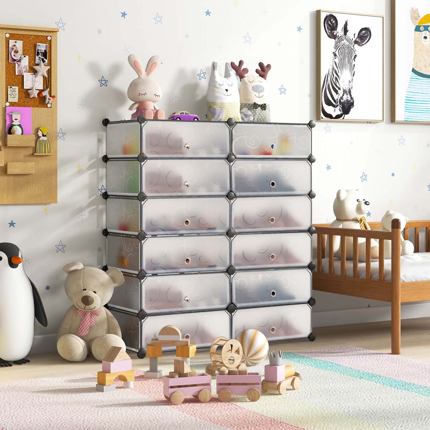 Costway Shoe Rack 12-Cube DIY Plastic Shoe Cabinet Multi Use Modular Closet Shelf White