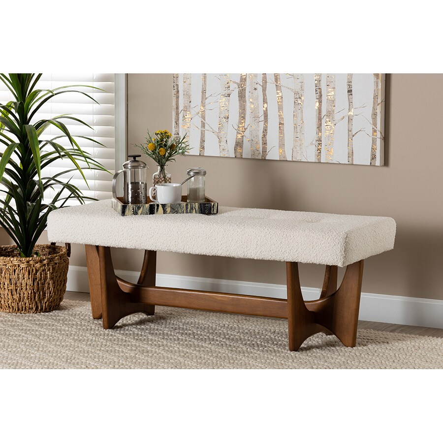 Wholesale Interiors Baxton Studio Theo Japandi Cream Boucle Fabric and ...