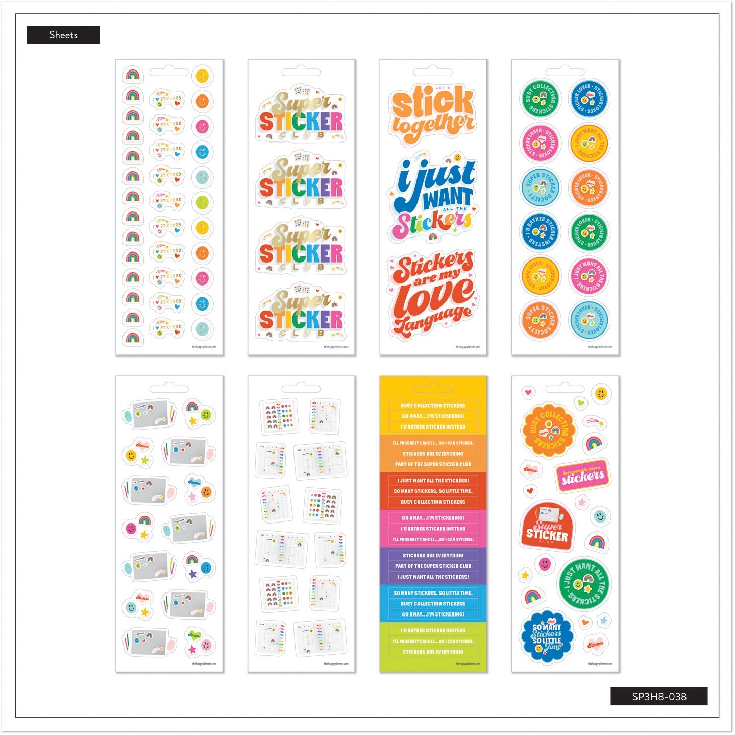 Happy Planner Sticker Sheets 8/Sheets-I Heart Stickers, 122 Pieces