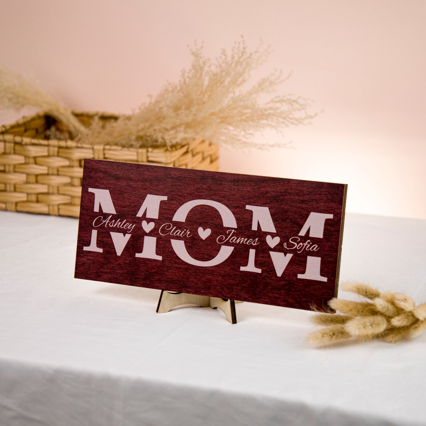 Personalized Mom Name Plaque, Custom Wooden Family Sign, Mom Wooden ...