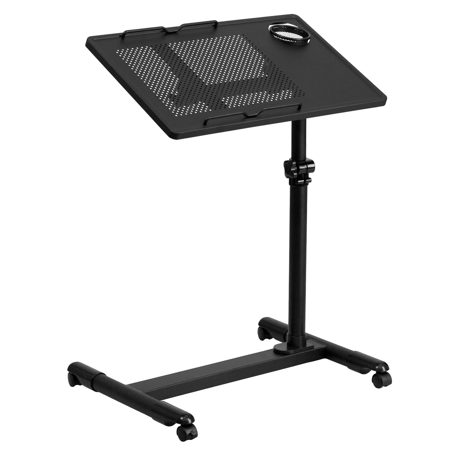 Flash Furniture 36.5&#x22; Black Rectangular Adjustable Mobile Computer Desk