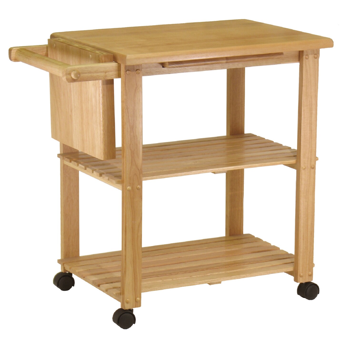 Contemporary Home Living 31.75&#x201D; Natural Brown Mario Utility Cart