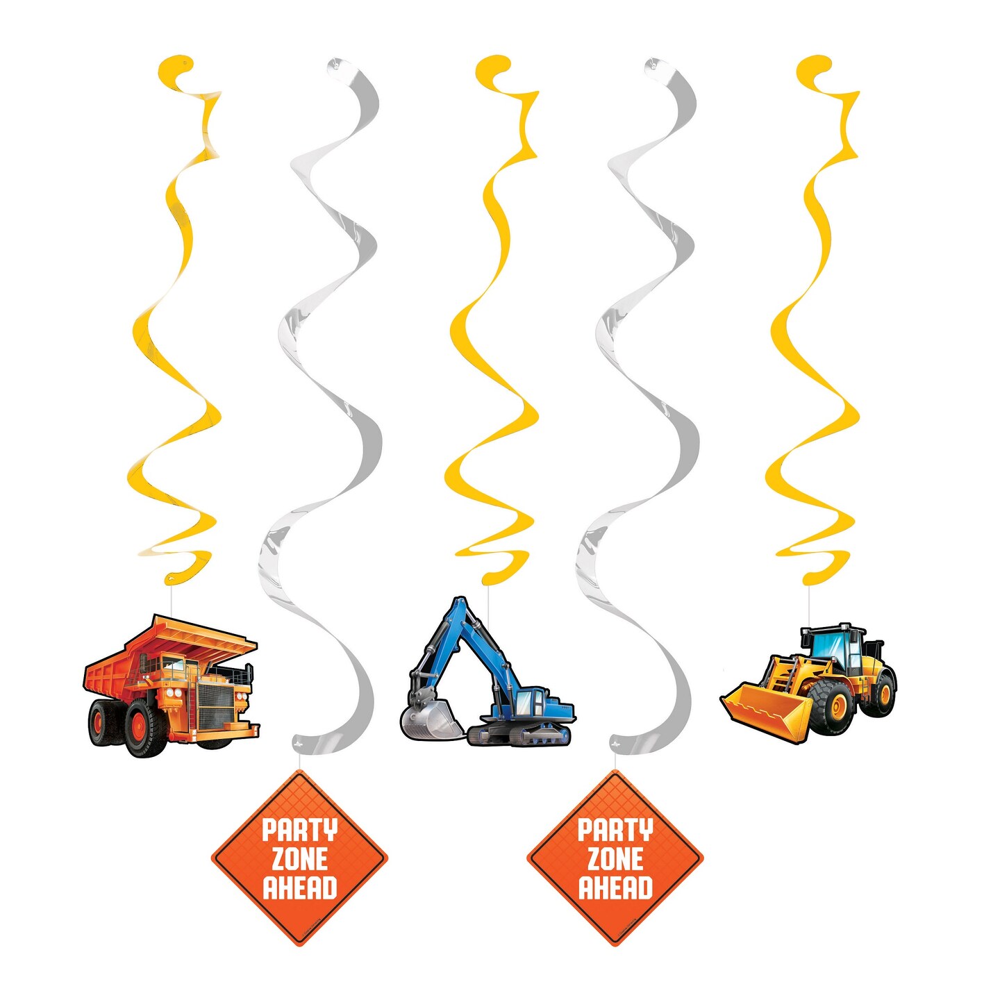 Party Central Big Construction Dizzy Danglers - 39" - Club Pack of 30