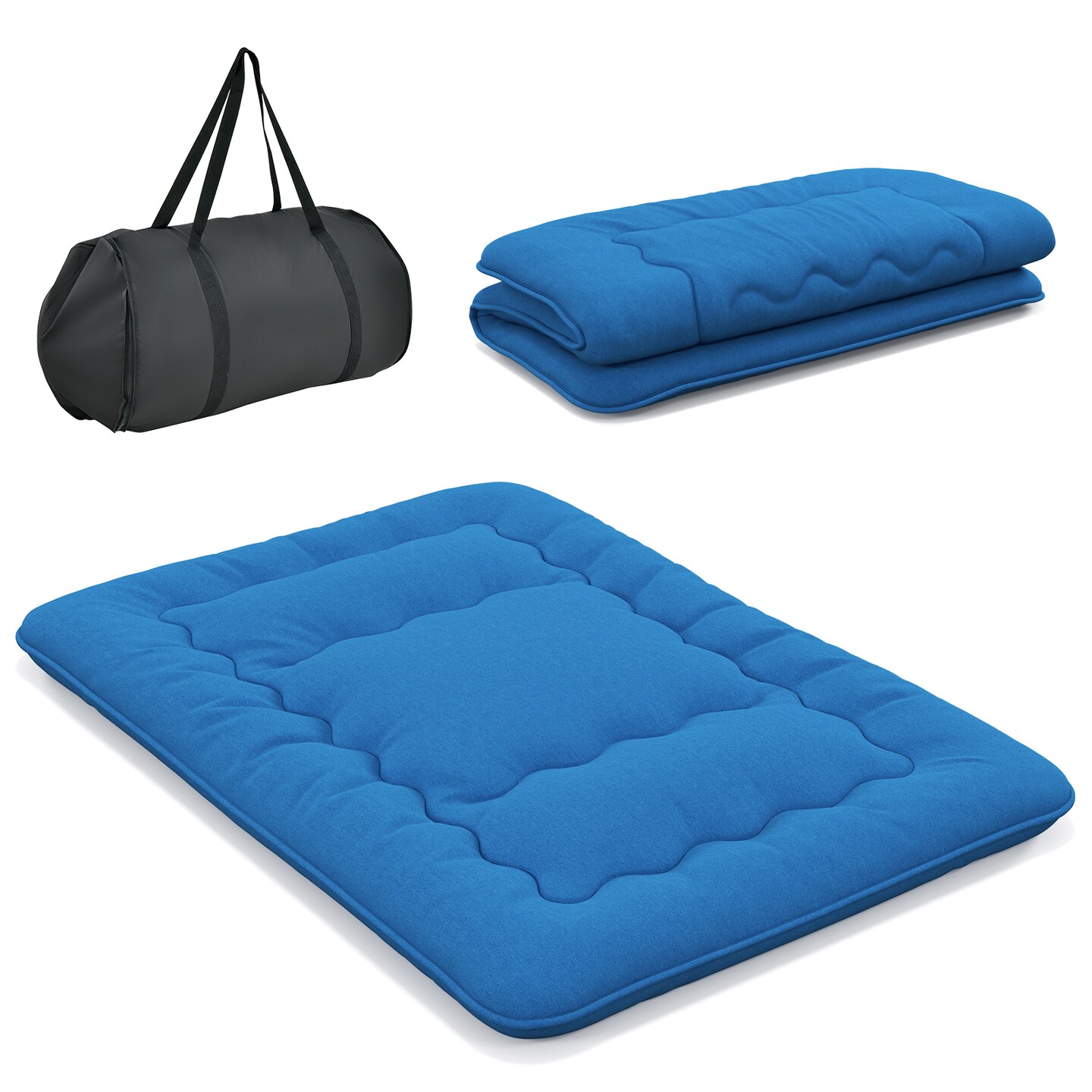 Costway Full/King/Queen/Twin Futon Mattress Japanese Floor Sleeping Pad Washable Cover Carry Bag Blue
