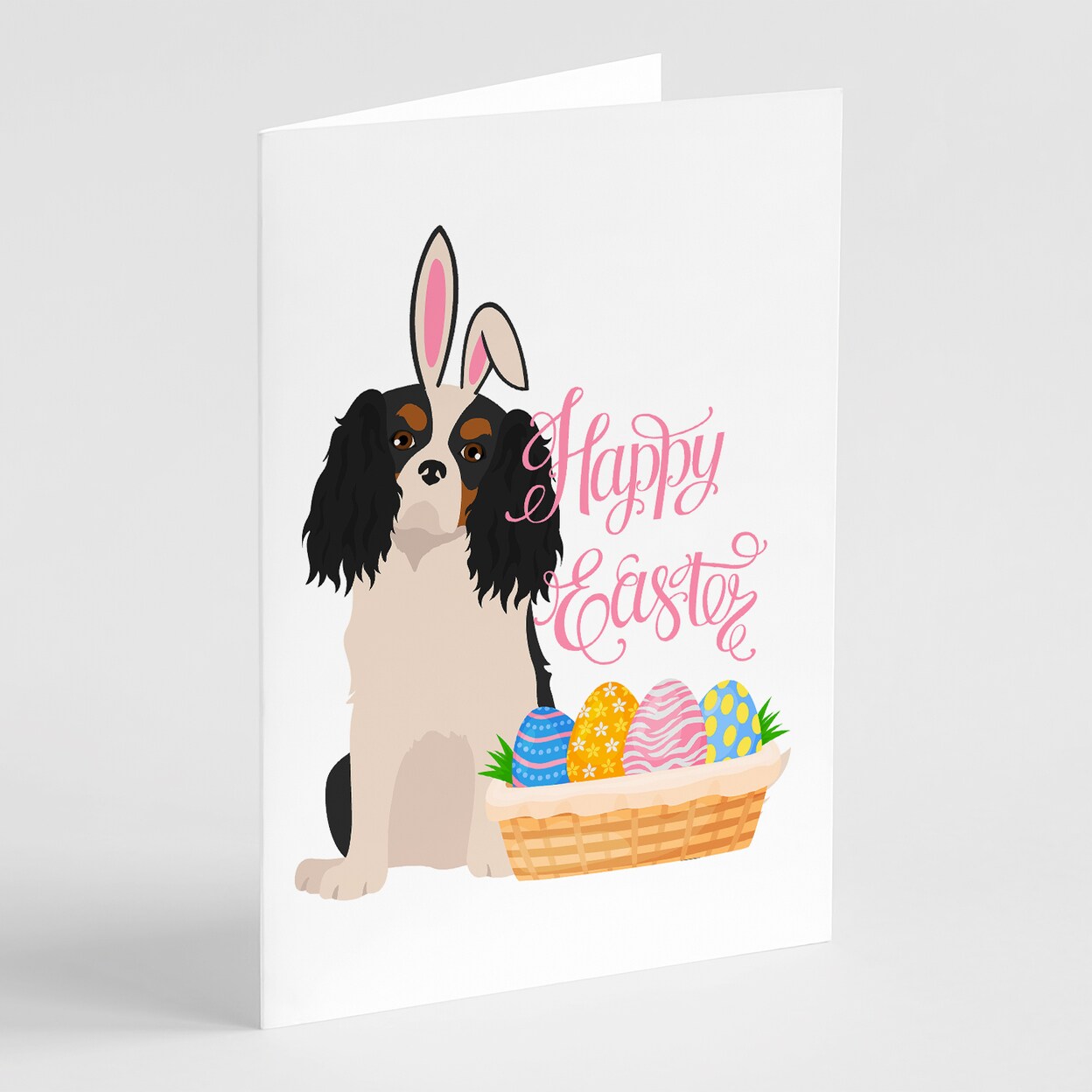 Caroline&#x27;s Treasures Tricolor Cavalier Spaniel Easter Greeting Cards and Envelopes Pack of 8