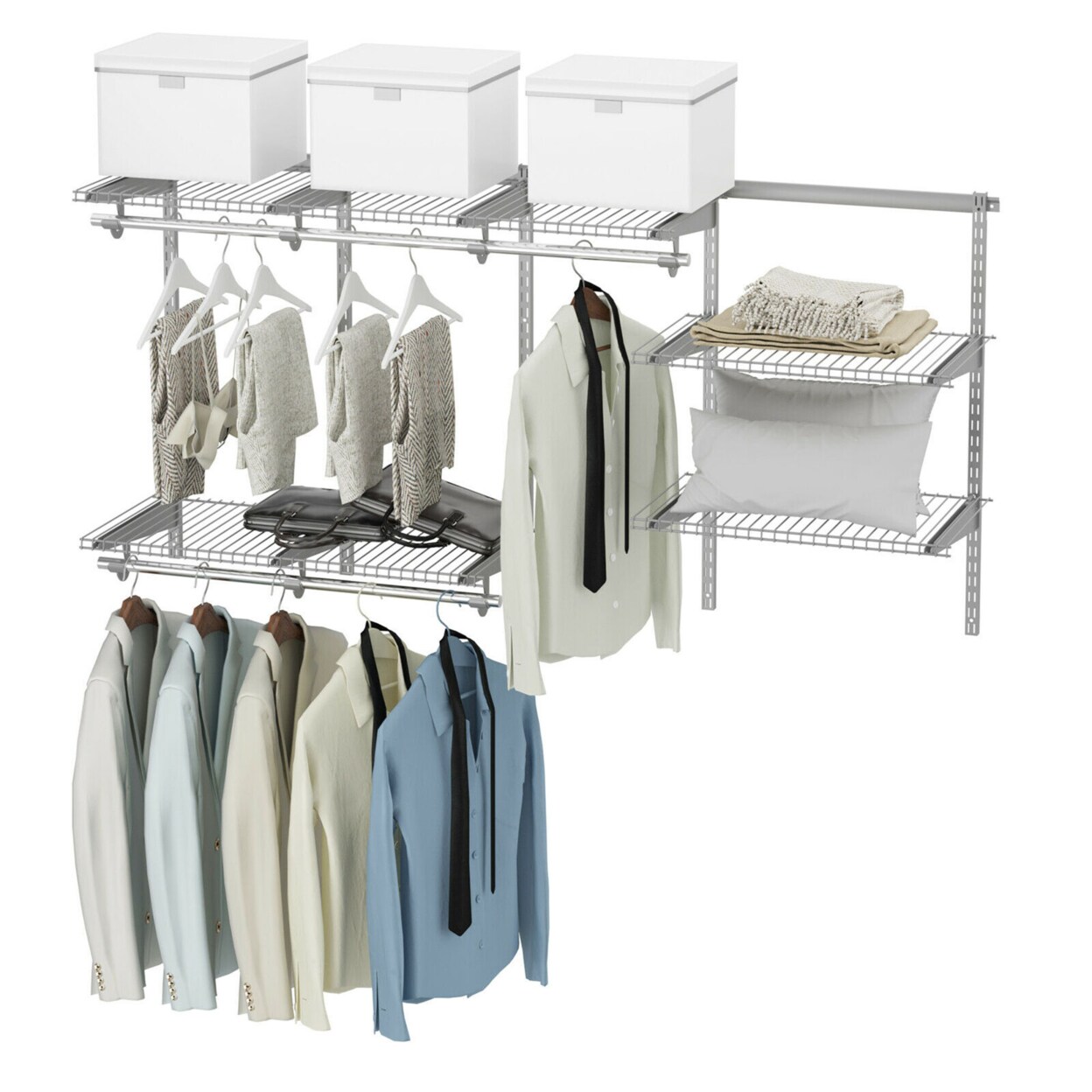 Metal Closet Organizer Shelves System Kit Expandable Clothes