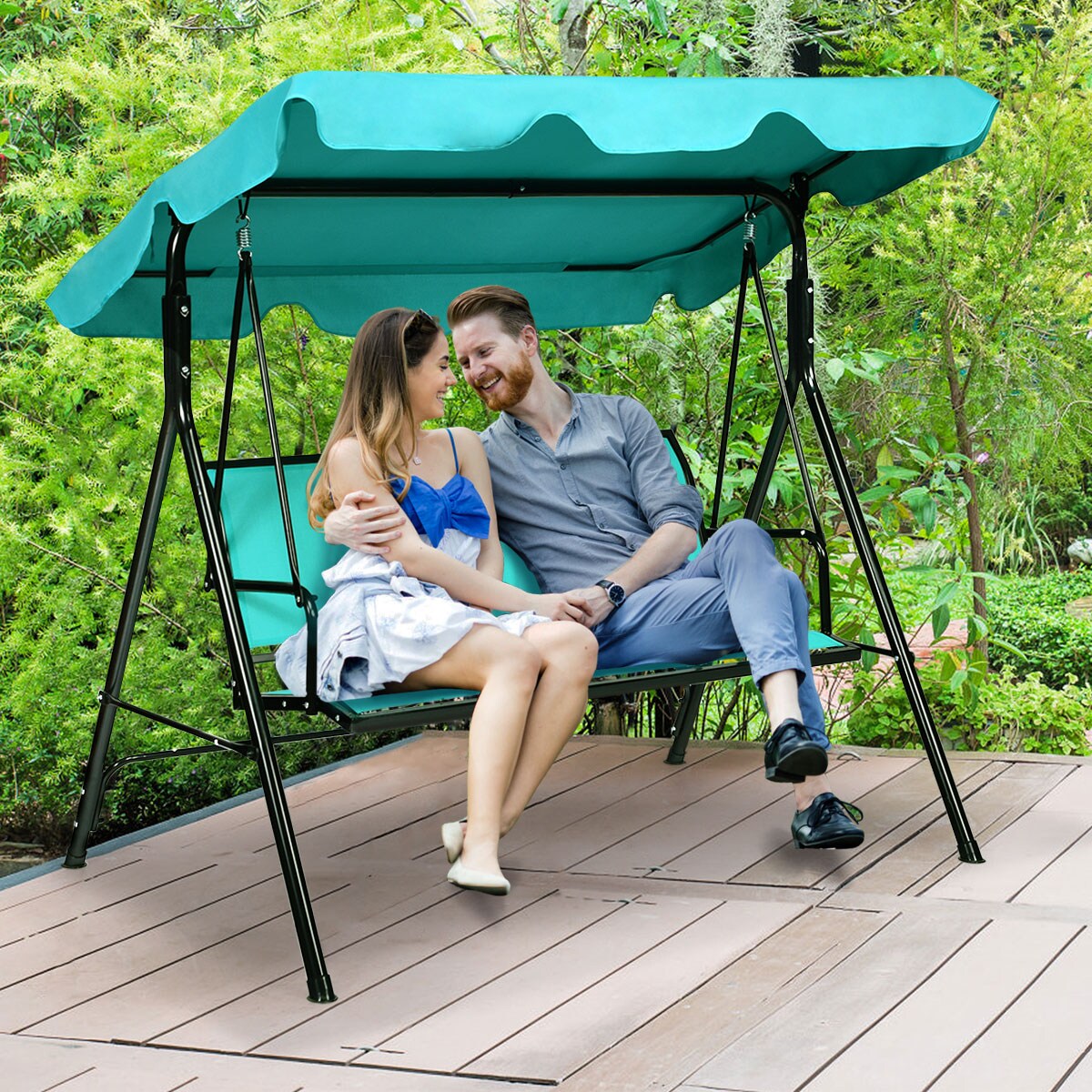 Swinging chair with discount umbrella