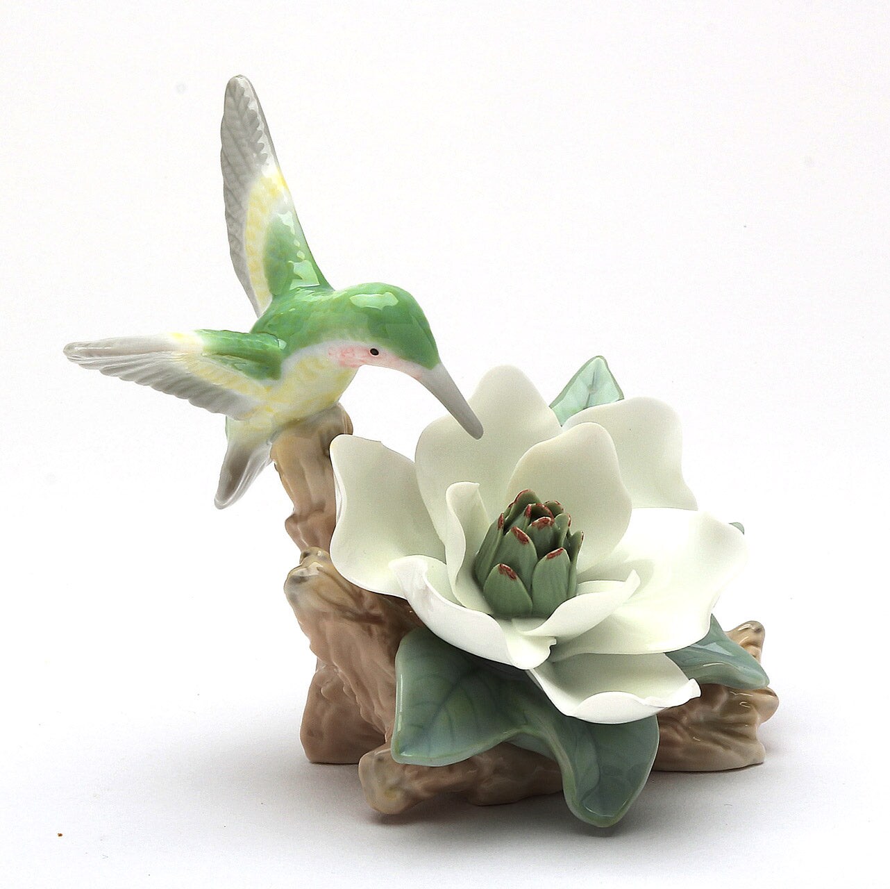 Ceramic Hummingbird with Magnolia Flower Figurine, Home D&#xE9;cor, Gift for Her, Gift for Mom, Kitchen D&#xE9;cor, Birdwatcher Gift, Vintage Decor