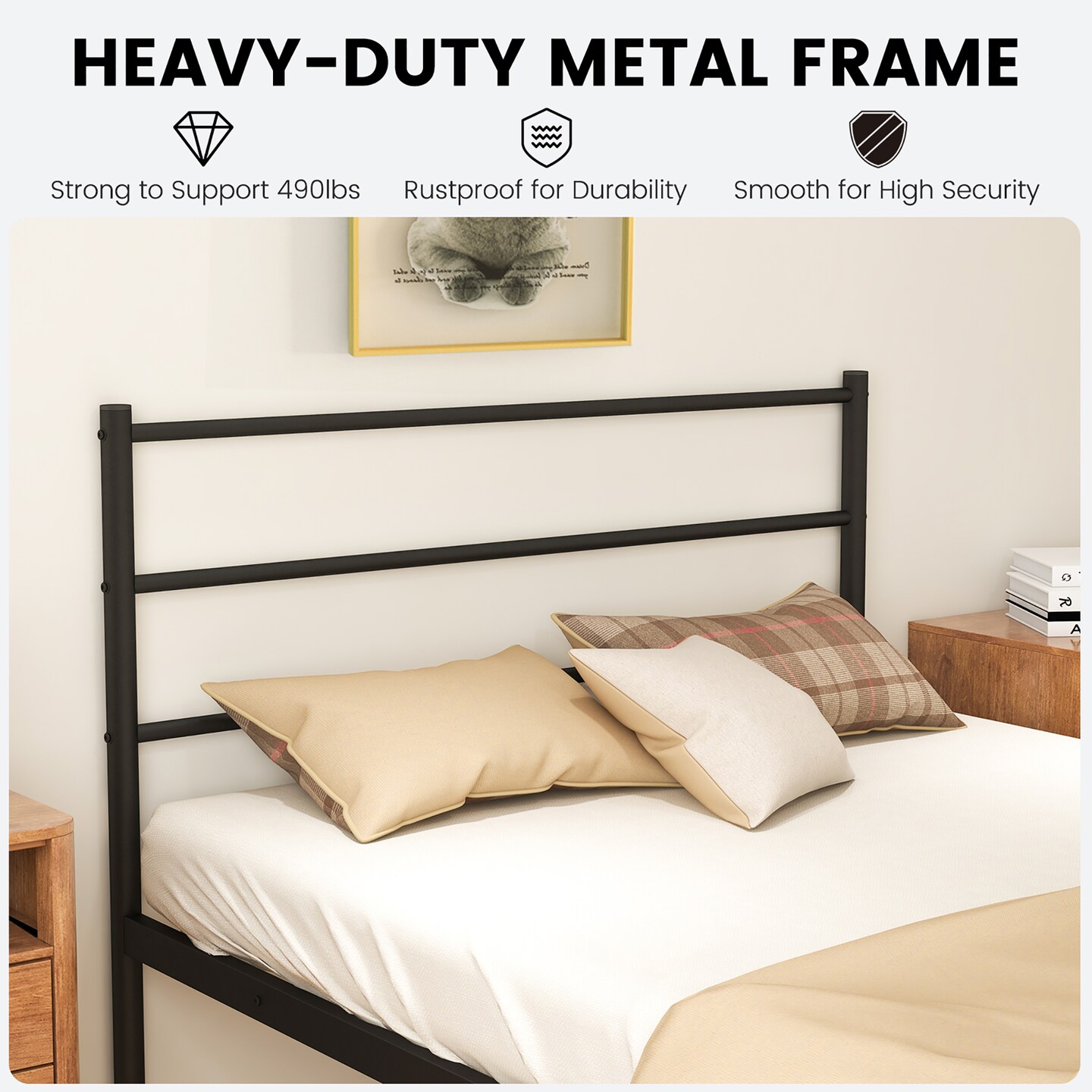 Costway Twin Metal Bed Frame Mattress Foundation No Box Spring Needed