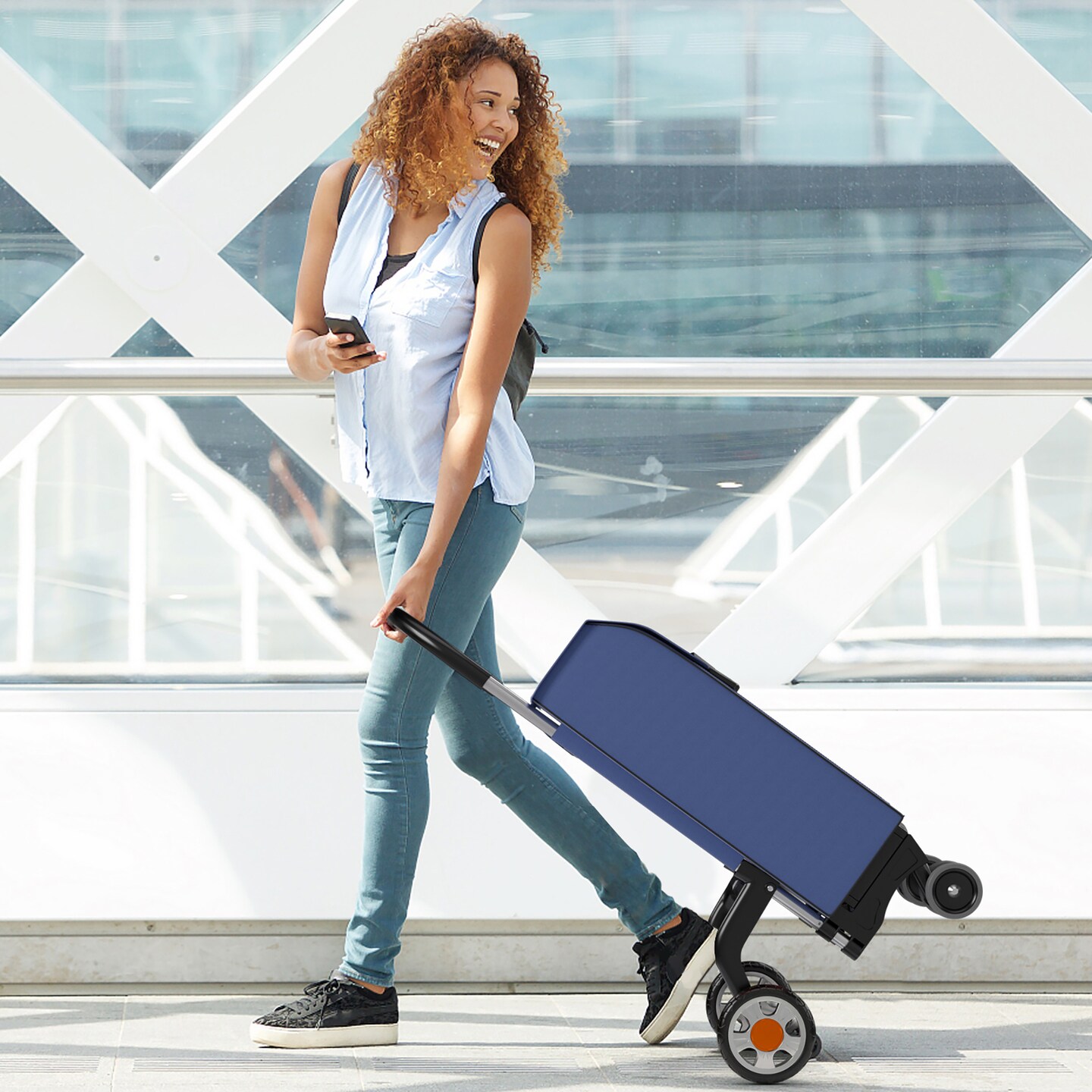 Costway Folding&#xA0;Shopping&#xA0;Cart&#xA0;Utility Hand&#xA0;Truck&#xA0;with Rolling Swivel Wheels, Removable Bag &#x26; Cozy Handle