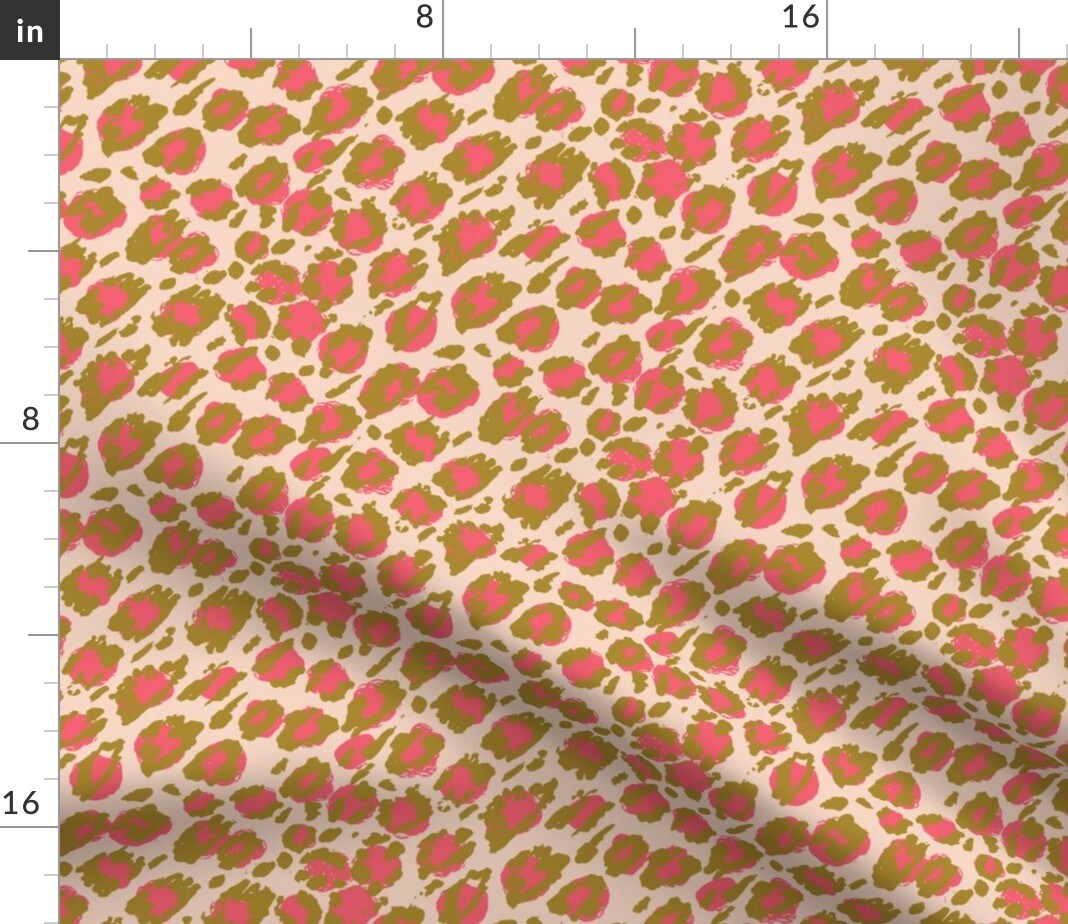Bright Leopard Pink Peach Jungle Cat Spots Boho Custom Printed Fabric by Spoonflower Various Fabrics by the Yard or Fat Quarter