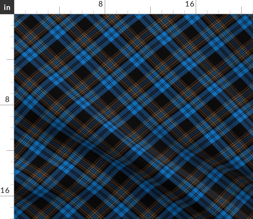 Black Plaid Blue Tartan Check Autumn Fall Custom Printed Fabric by Spoonflower Various Fabrics by the Yard or Fat Quarter
