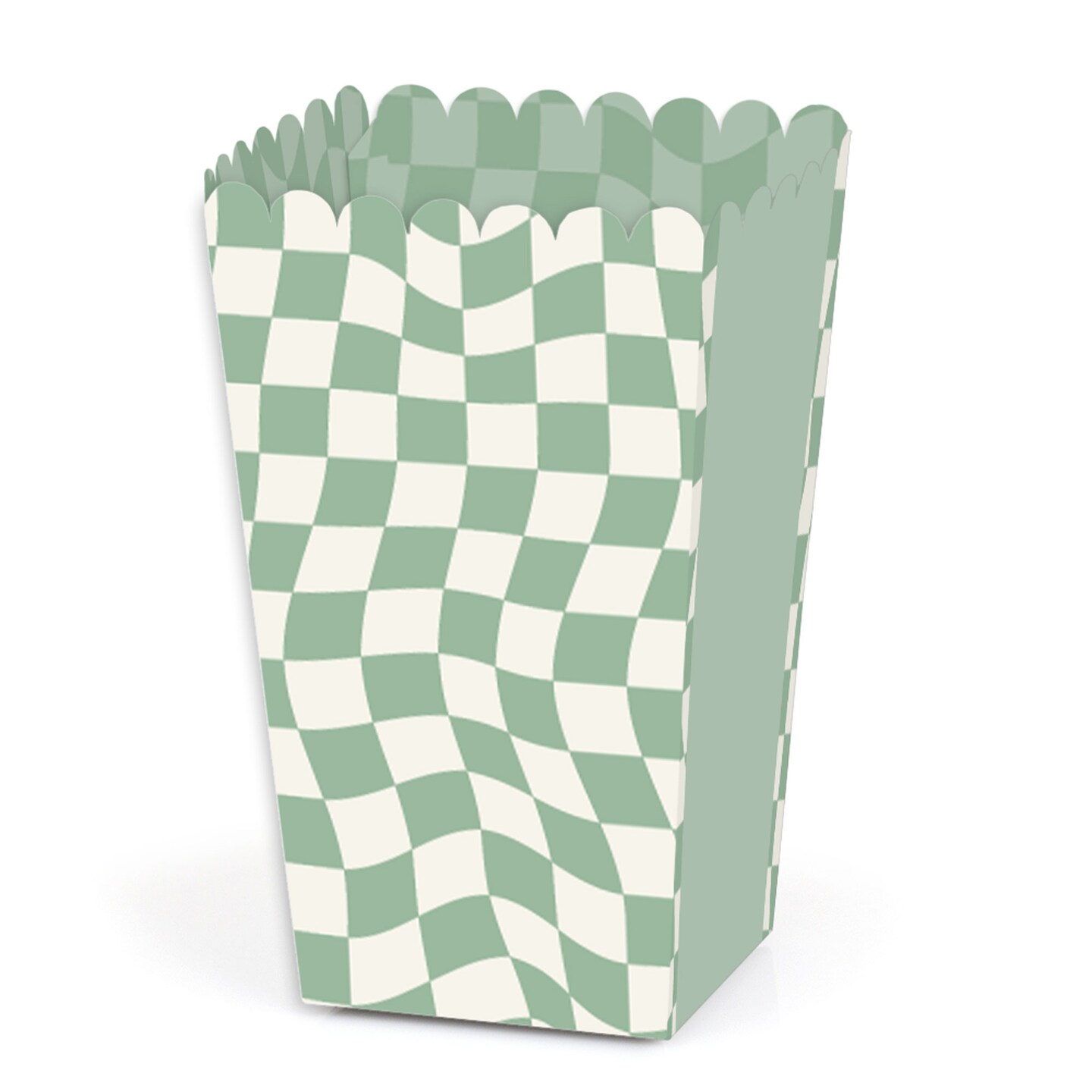 Big Dot of Happiness Sage Green Checkered Party - Favor Popcorn Treat Boxes - Set of 12