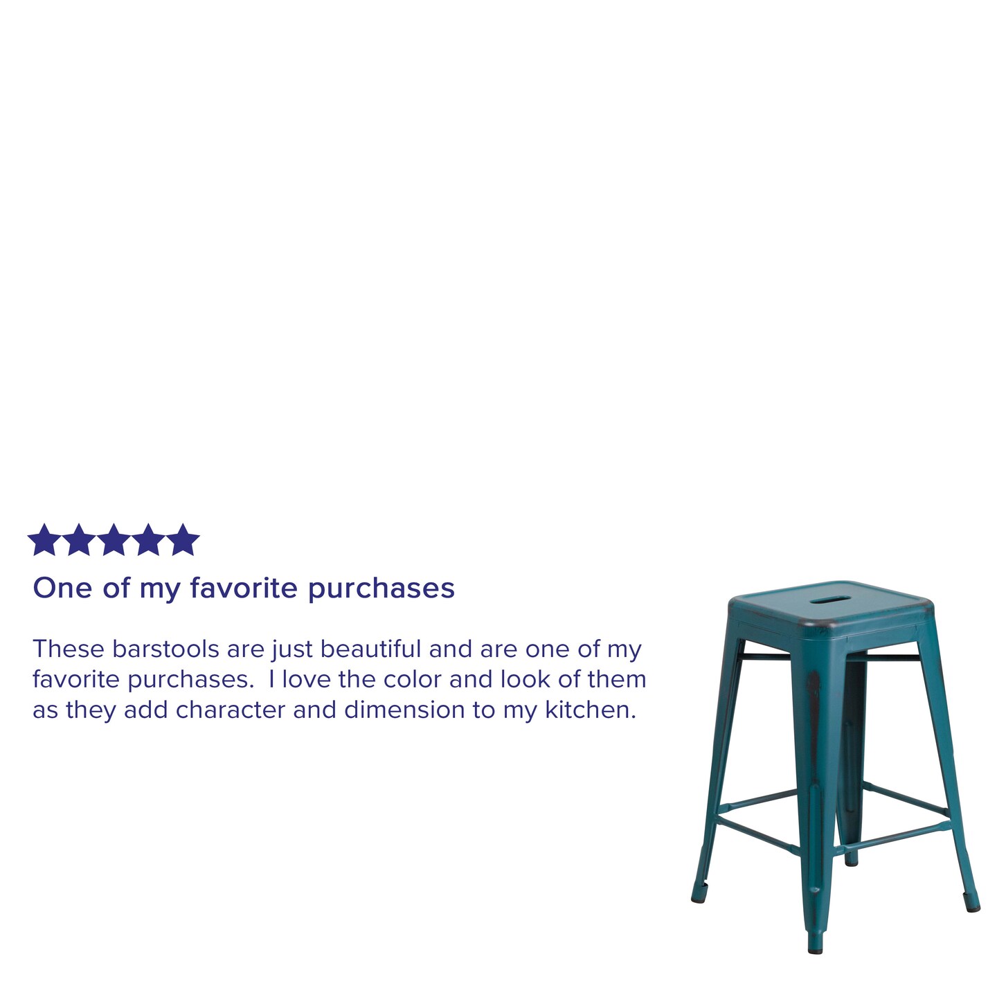 Merrick Lane Elba Series Metal Stool with Powder Coated Finish and Integrated Floor Glides