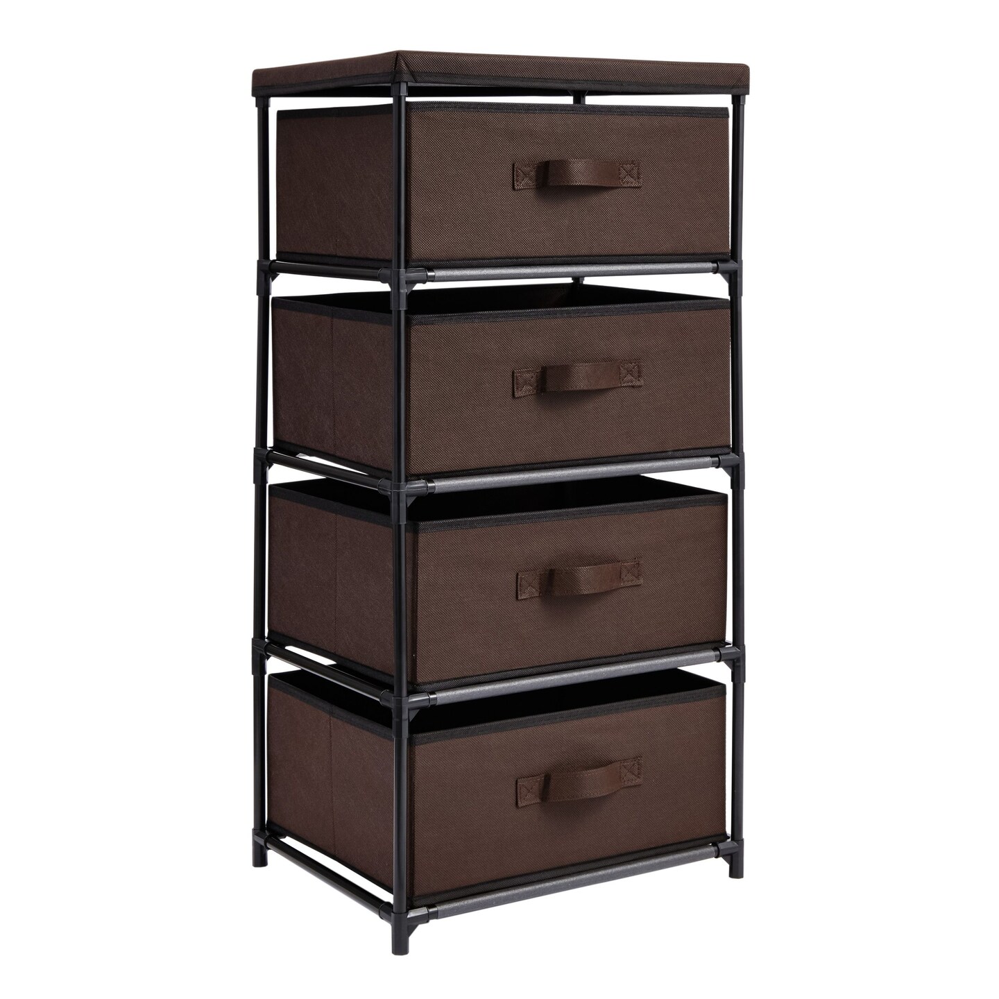 4-Tier Tall Closet Dresser with Drawers - Clothes Organizer and Small Fabric Storage for Bedroom (Dark Brown)
